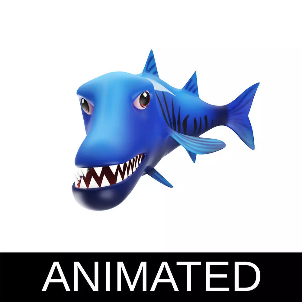 Giant Barracuda Animated Fish Low-poly 3D model_0