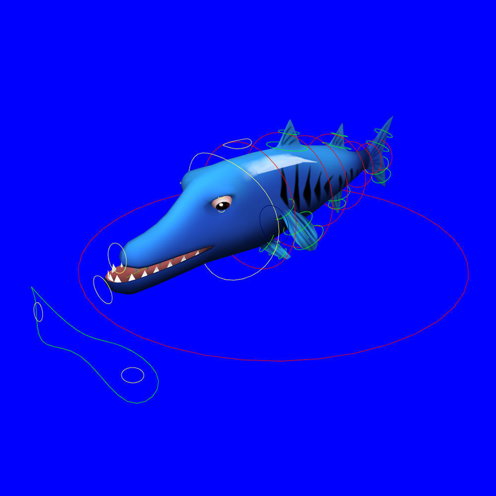 Giant Barracuda Animated Fish Low-poly 3D model_5