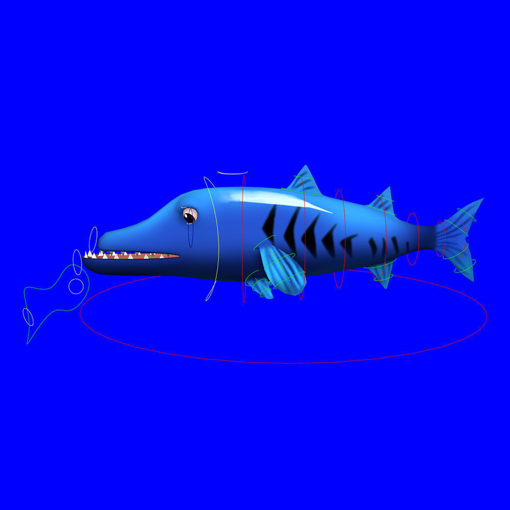 Giant Barracuda Animated Fish Low-poly 3D model_6