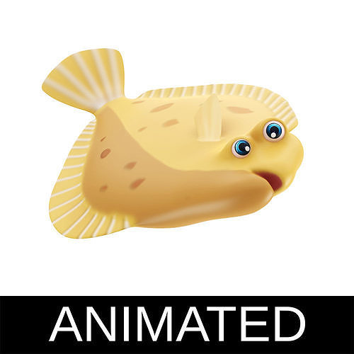 Common Dab Animated Fish  Low-poly 3D model