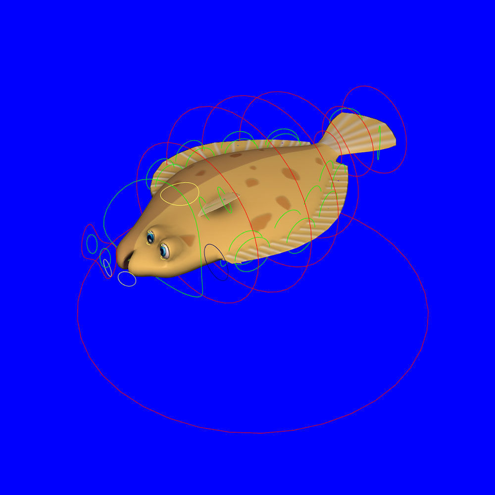 Common Dab Animated Fish  Low-poly 3D model_7