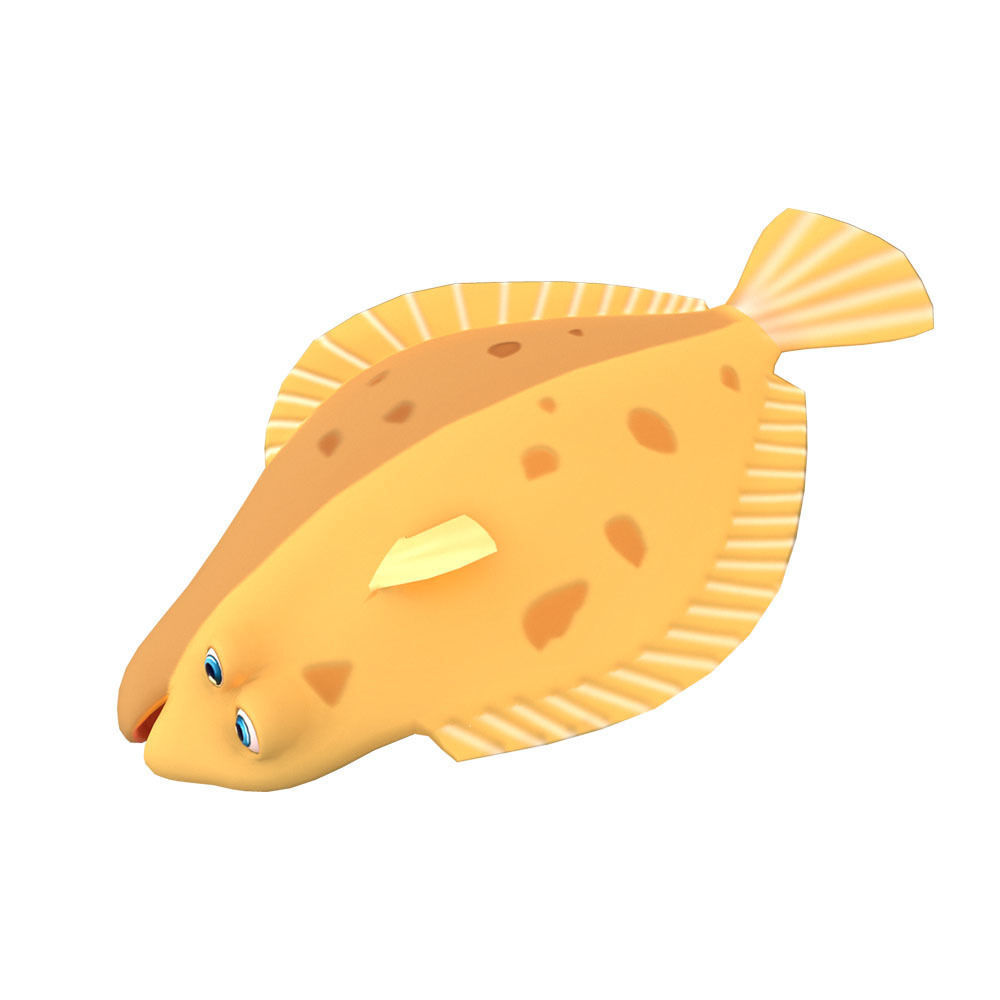 Common Dab Animated Fish  Low-poly 3D model_1