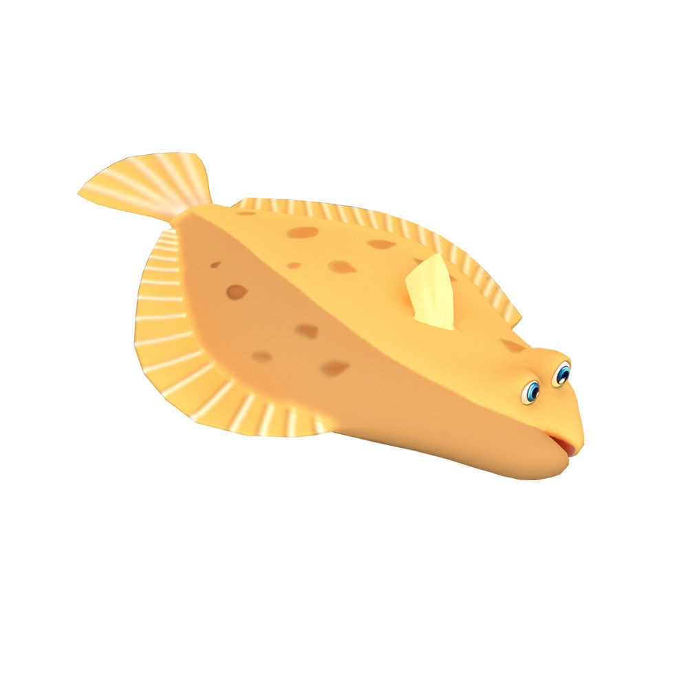 Common Dab Animated Fish  Low-poly 3D model_3