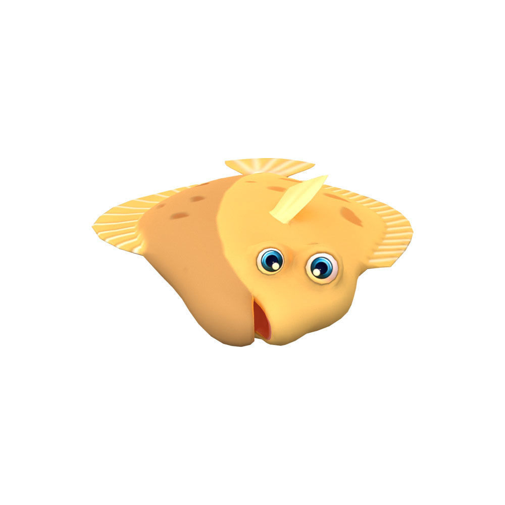 Common Dab Animated Fish  Low-poly 3D model_2