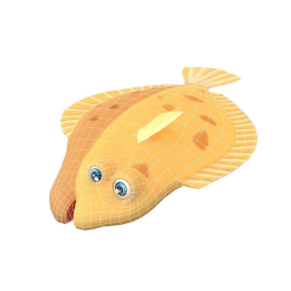 Common Dab Animated Fish  Low-poly 3D model_5