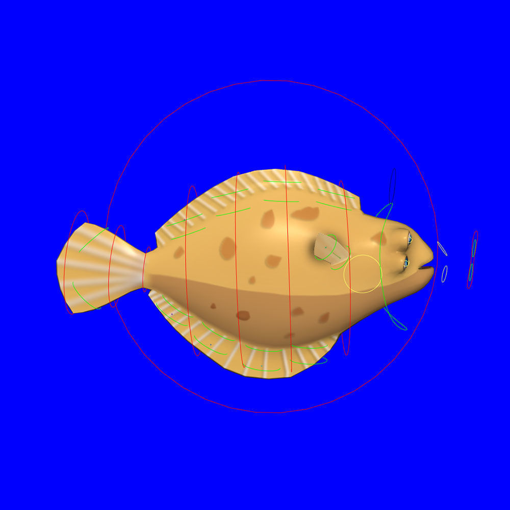 Common Dab Animated Fish  Low-poly 3D model_6