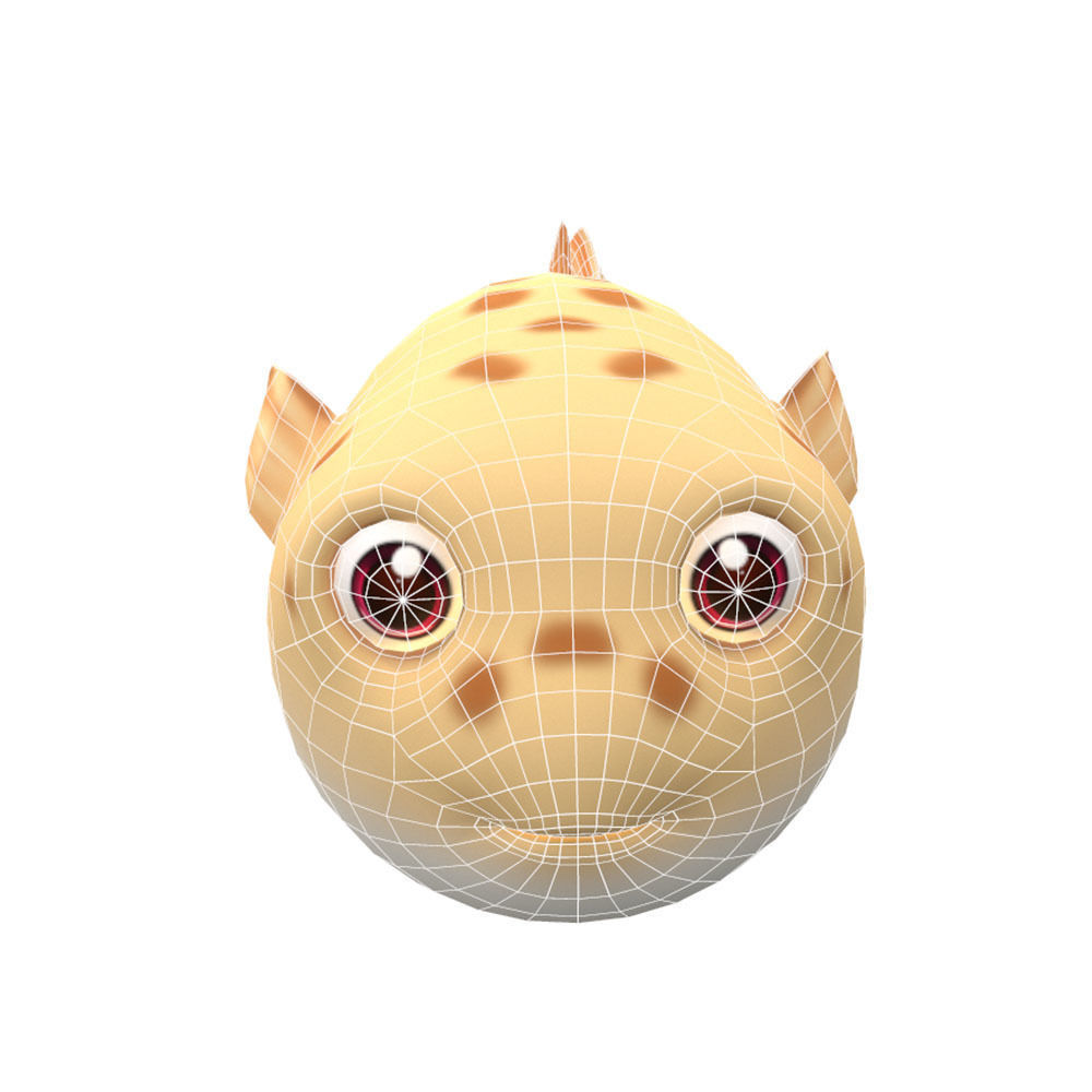 White Spotted Puffer Fish Animated  Low-poly 3D model_5