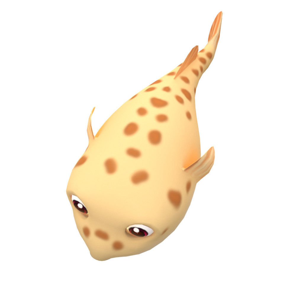 White Spotted Puffer Fish Animated  Low-poly 3D model_2
