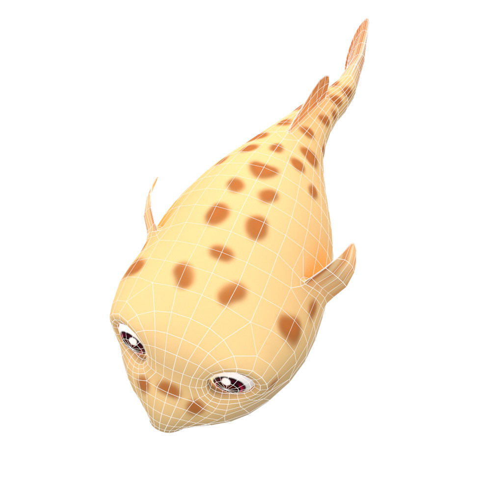 White Spotted Puffer Fish Animated  Low-poly 3D model_7