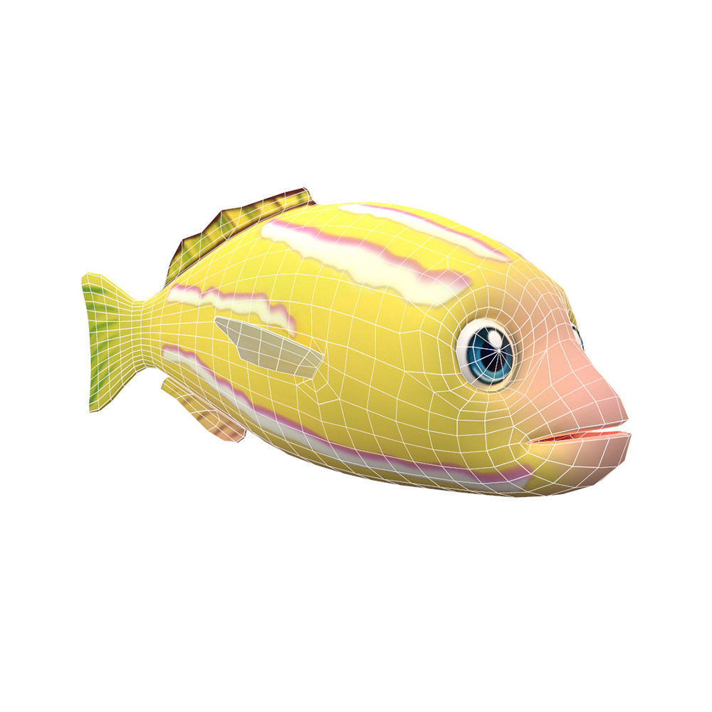 Bluestripe Snapper Animated Fish  Low-poly 3D model_5