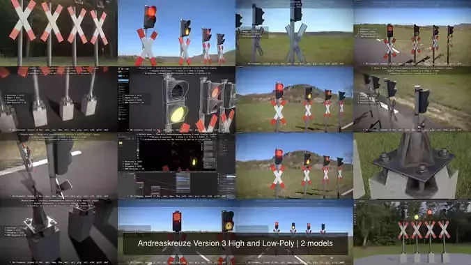 Andreaskreuze Version 3 High and Low-Poly 3D Model Collection