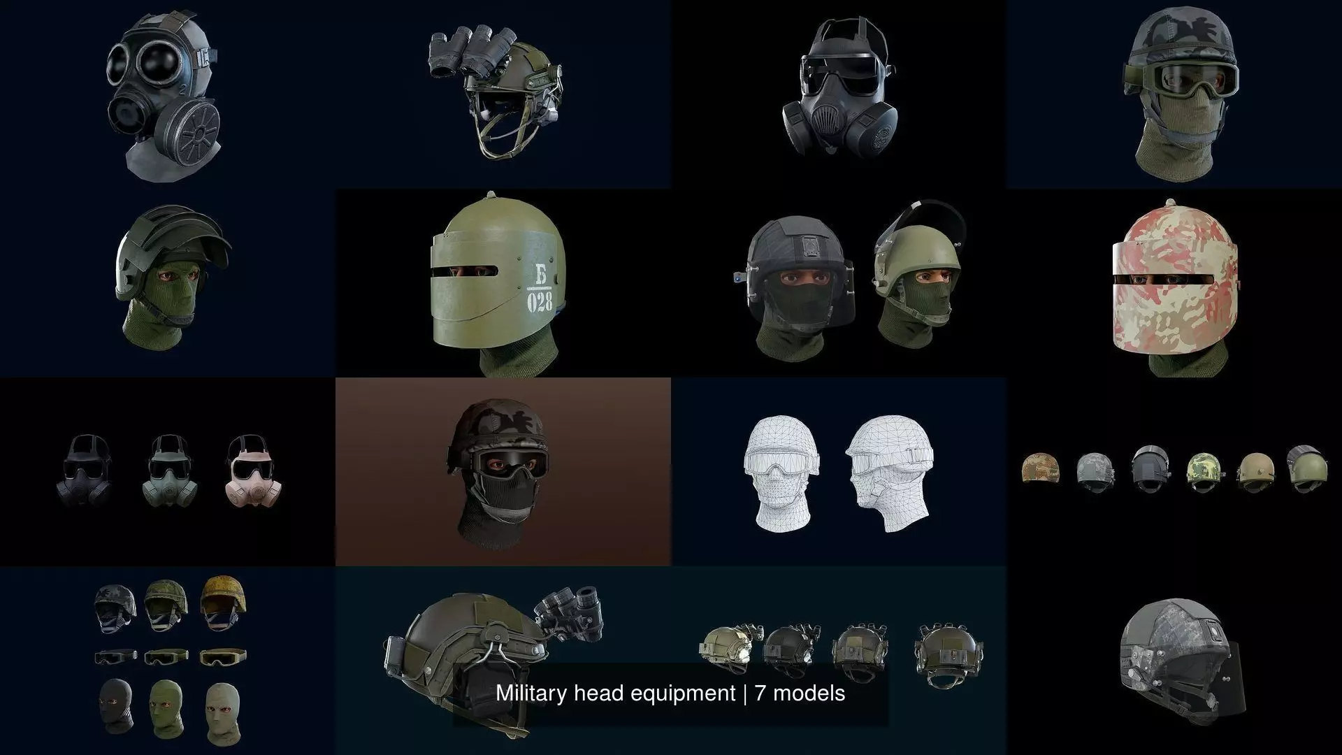 Military head equipment 3D Model Collection_0