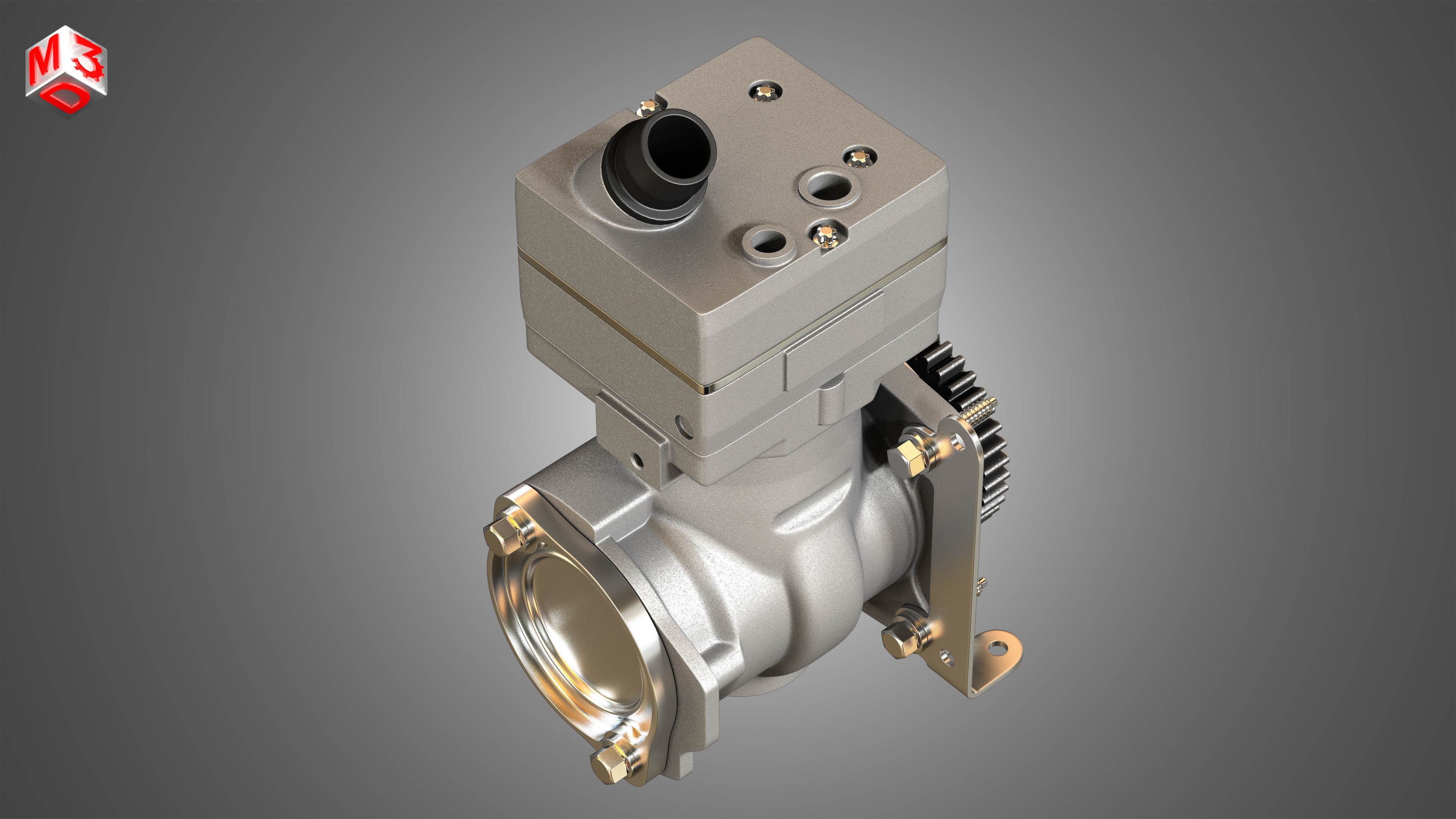 Air Brake Compressor - One Piston - DD5 Diesel Engine 3D model_10