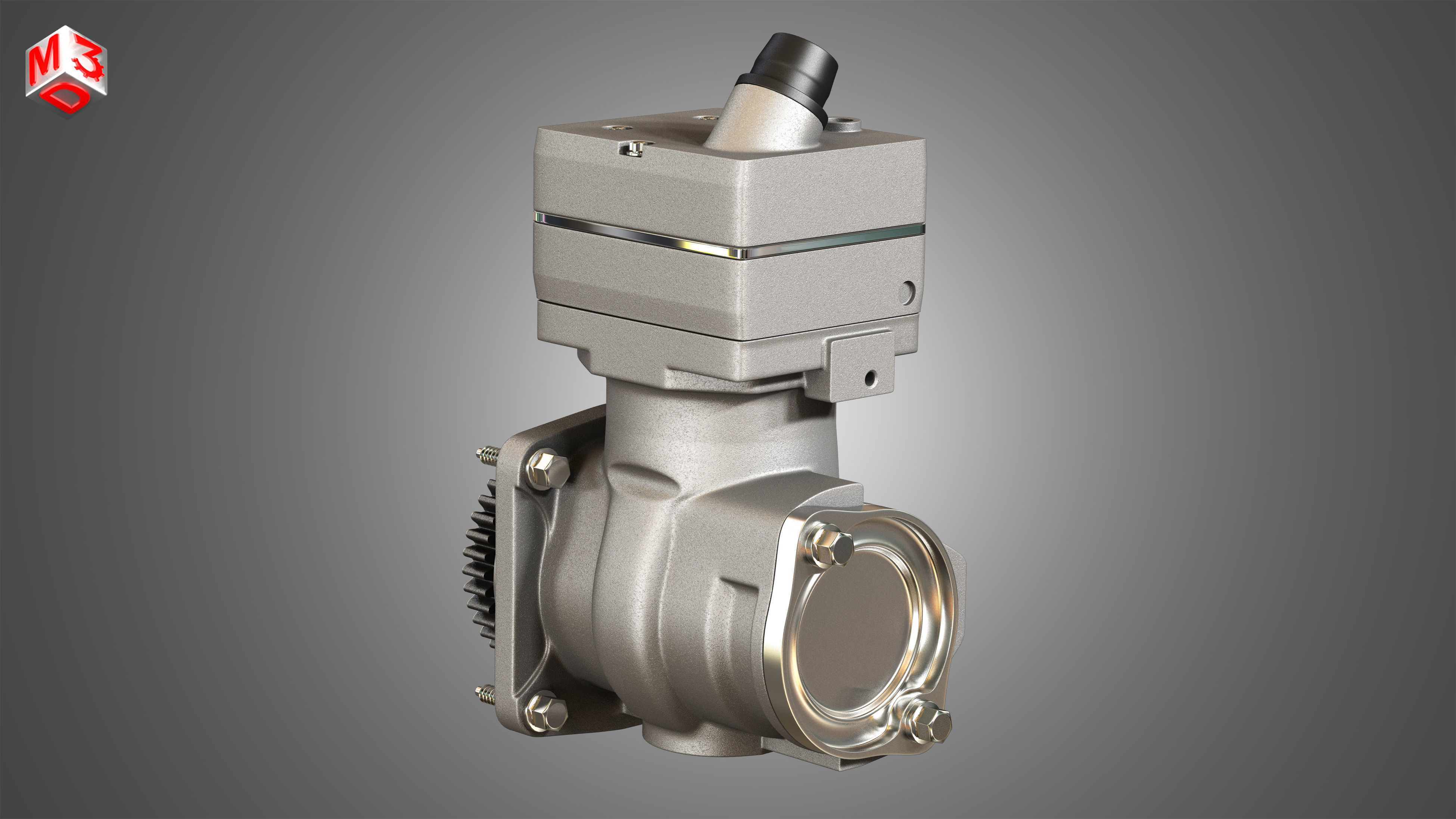 Air Brake Compressor - One Piston - DD5 Diesel Engine 3D model_2