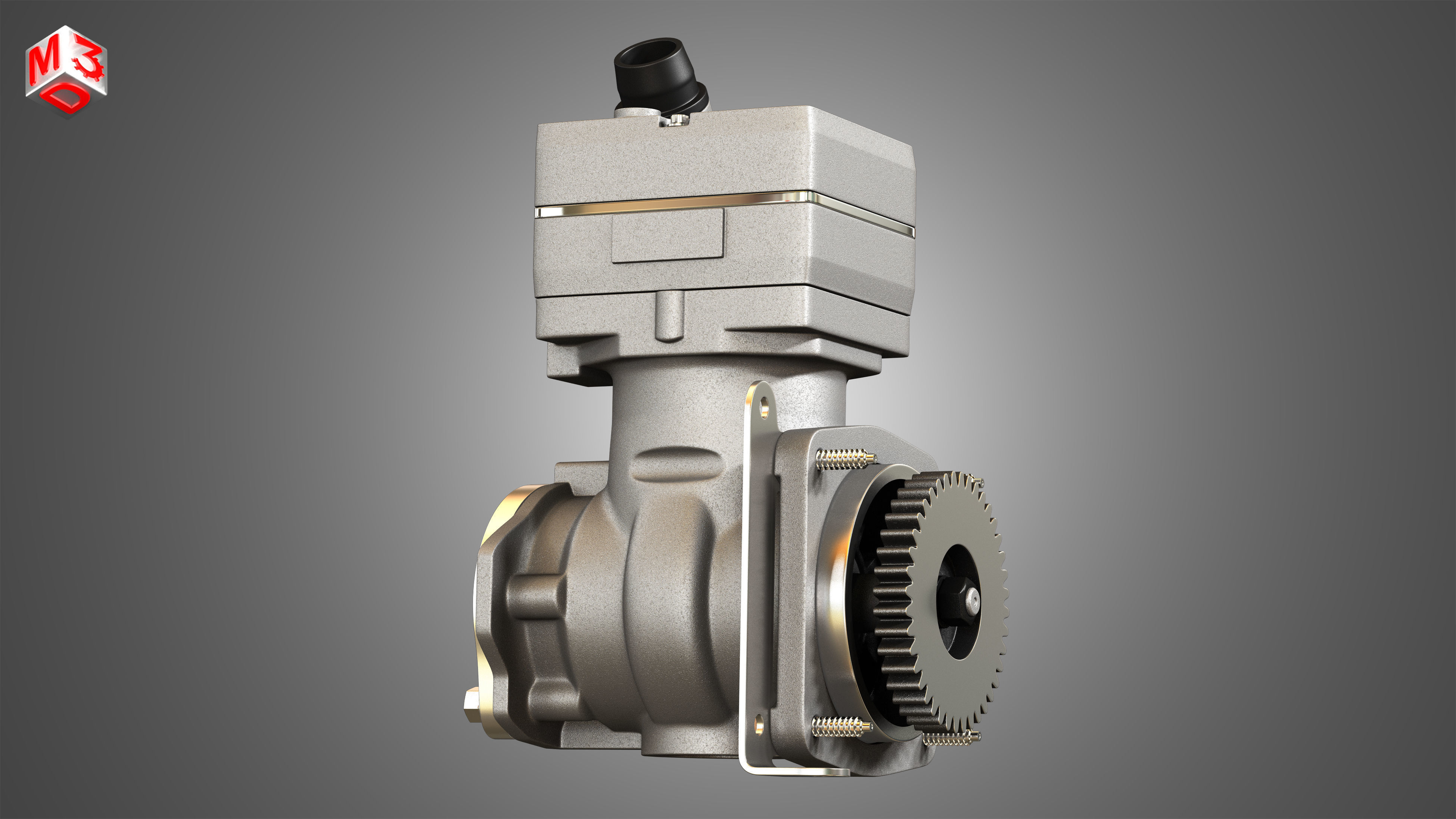 Air Brake Compressor - One Piston - DD5 Diesel Engine 3D model_9