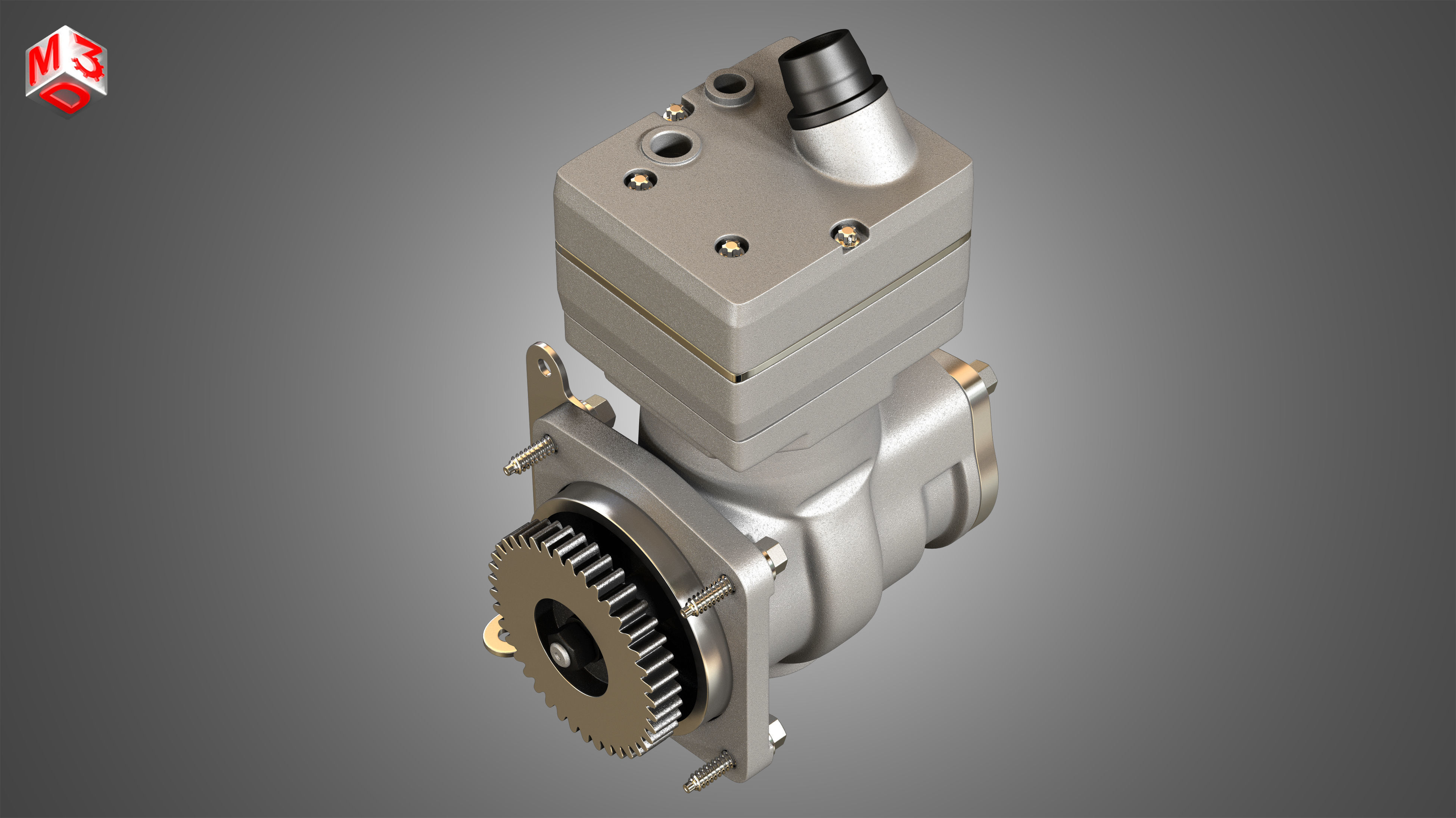 Air Brake Compressor - One Piston - DD5 Diesel Engine 3D model_11
