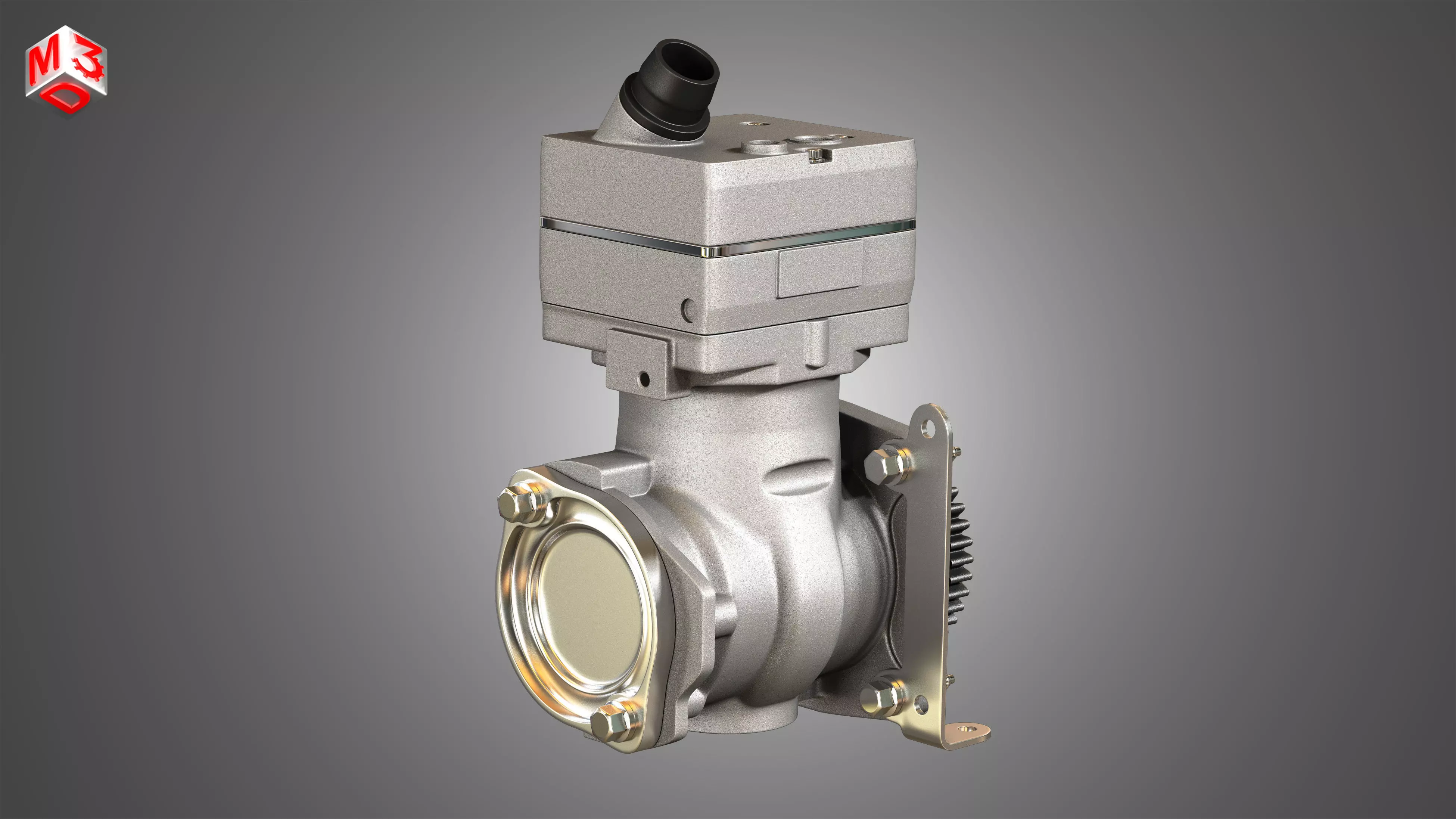 Air Brake Compressor - One Piston - DD5 Diesel Engine 3D model_0