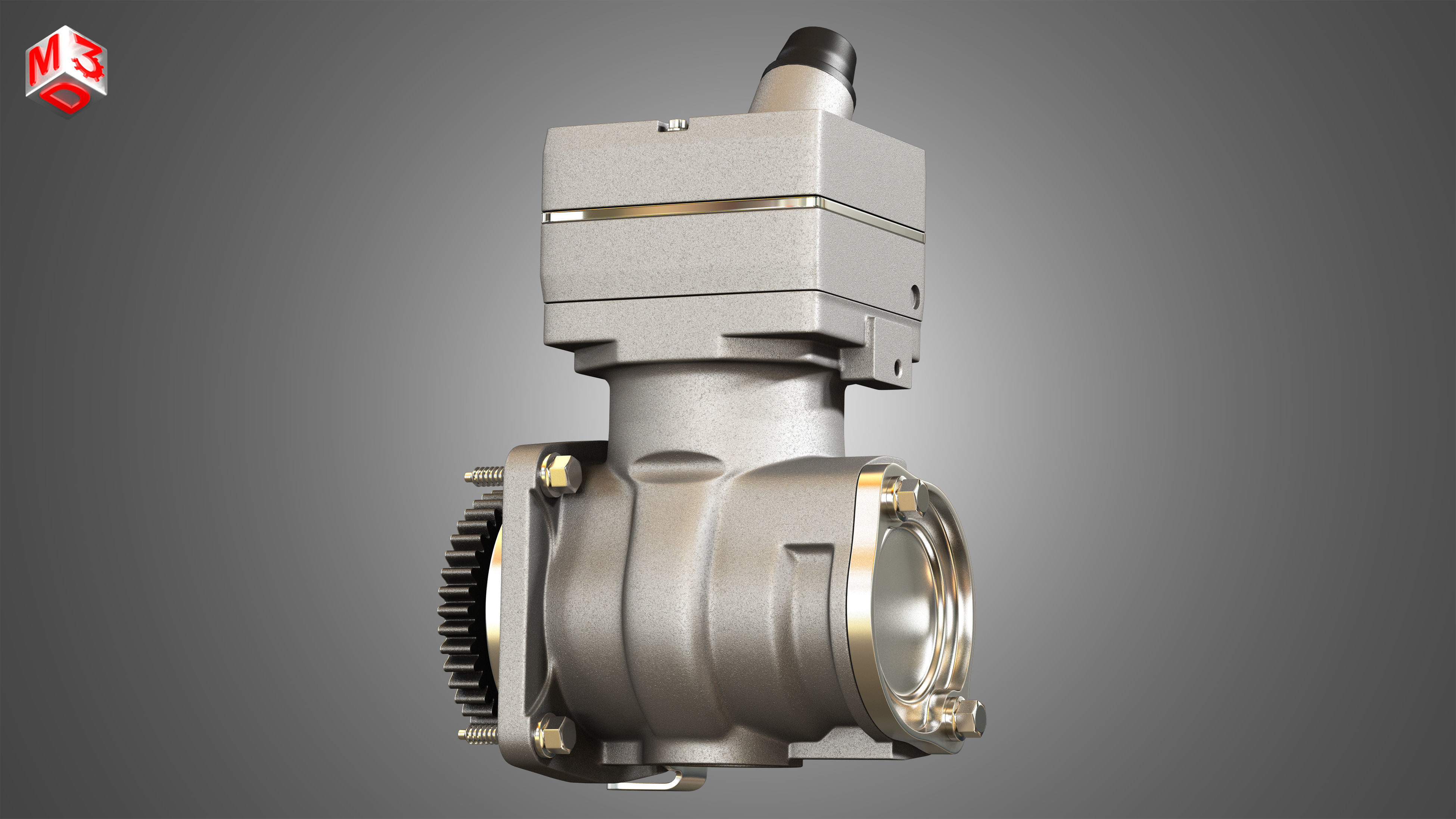 Air Brake Compressor - One Piston - DD5 Diesel Engine 3D model_8