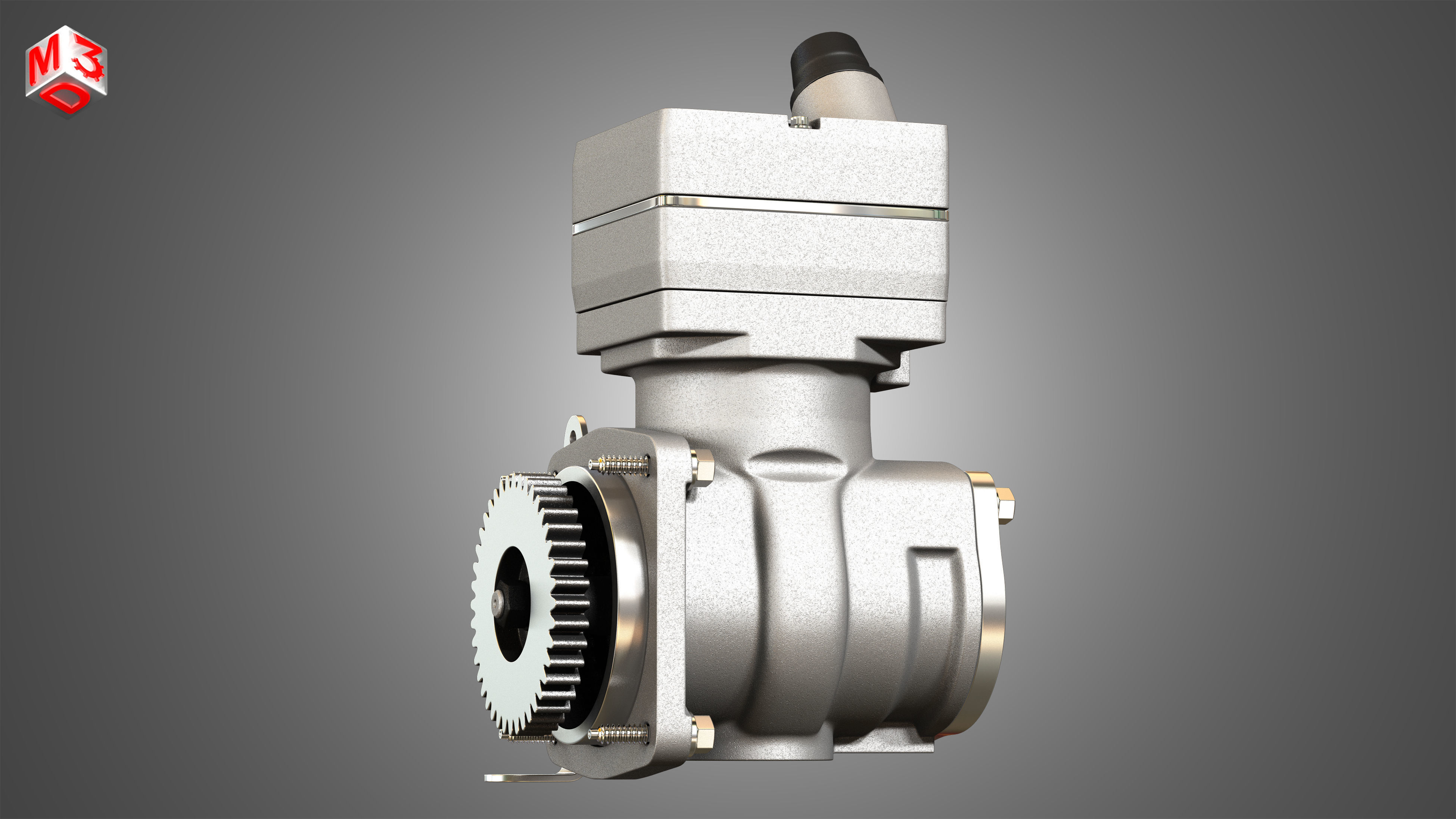 Air Brake Compressor - One Piston - DD5 Diesel Engine 3D model_7