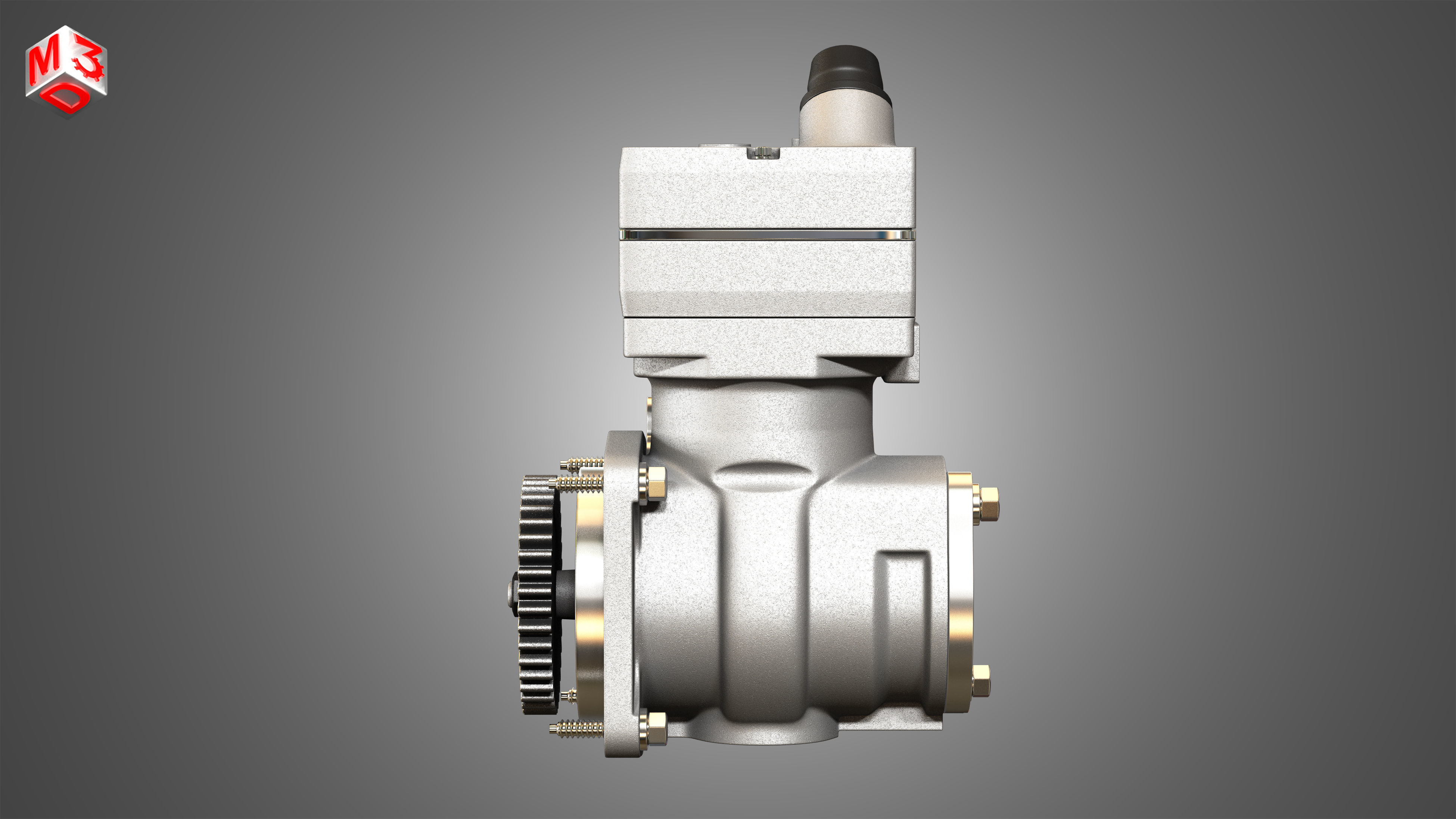 Air Brake Compressor - One Piston - DD5 Diesel Engine 3D model_5