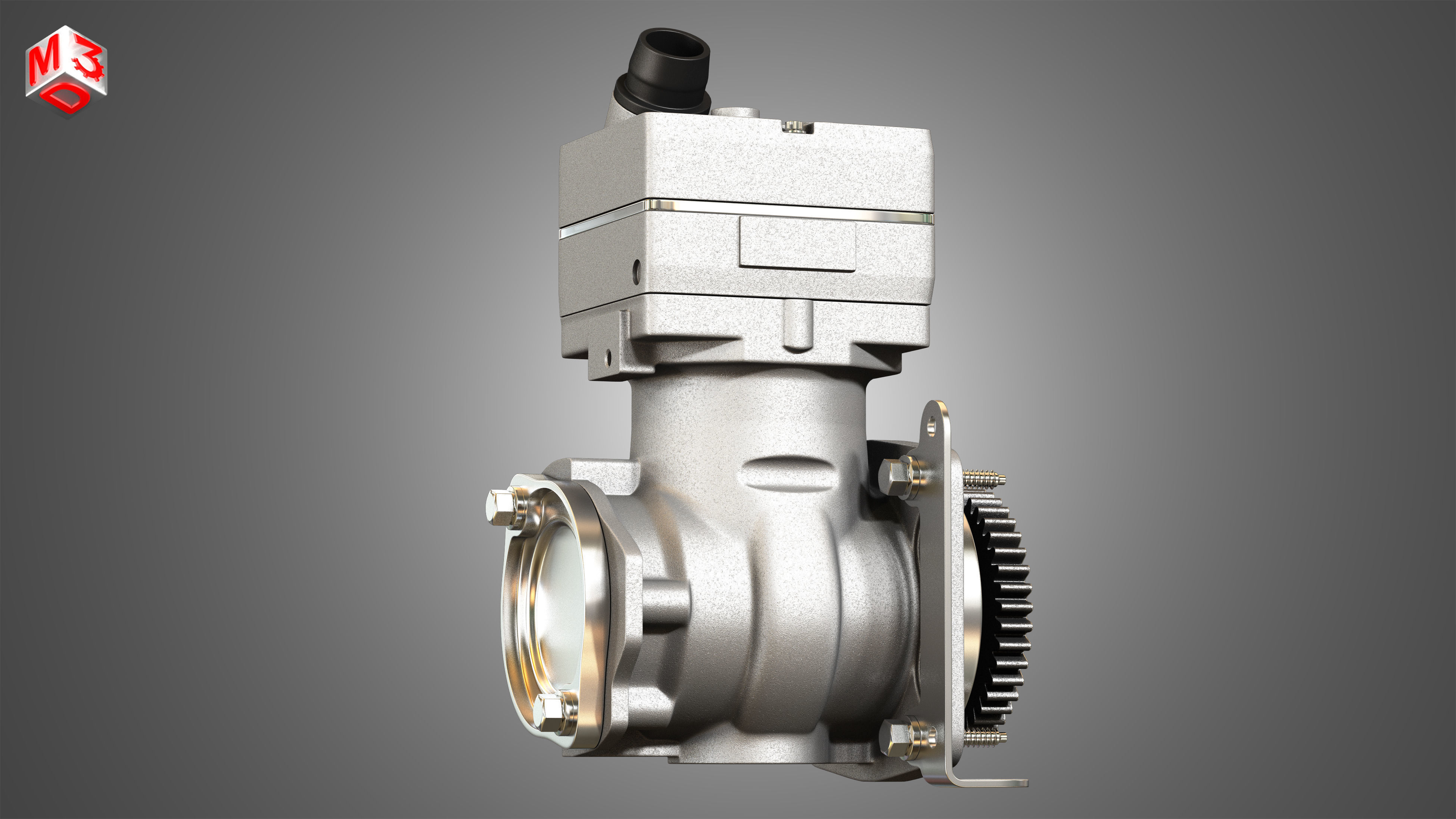 Air Brake Compressor - One Piston - DD5 Diesel Engine 3D model_6