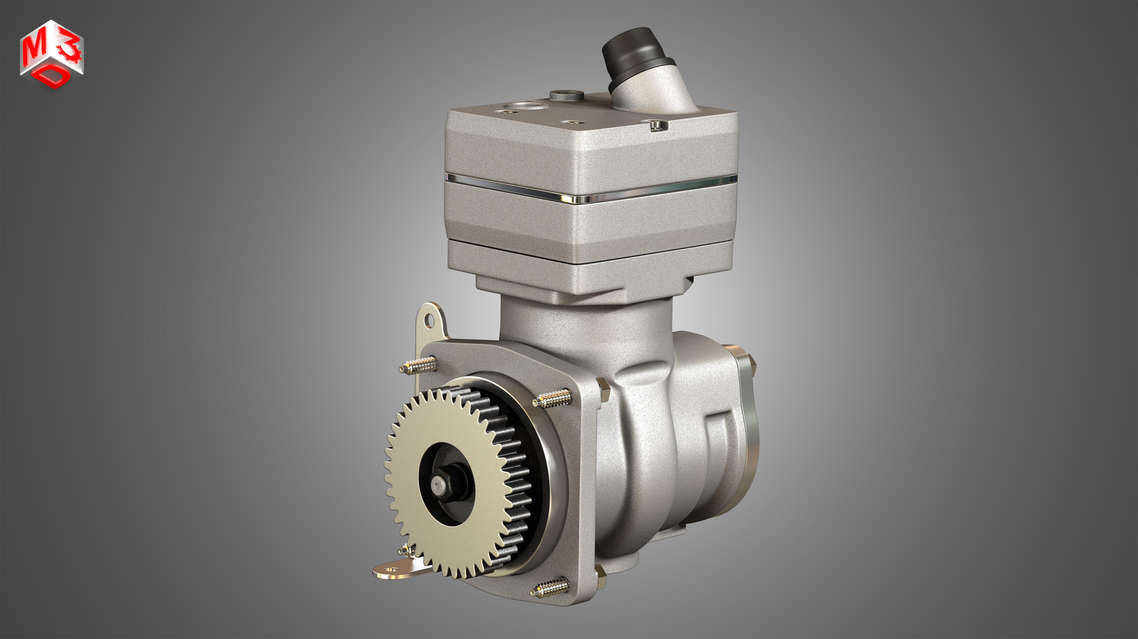 Air Brake Compressor - One Piston - DD5 Diesel Engine 3D model_1