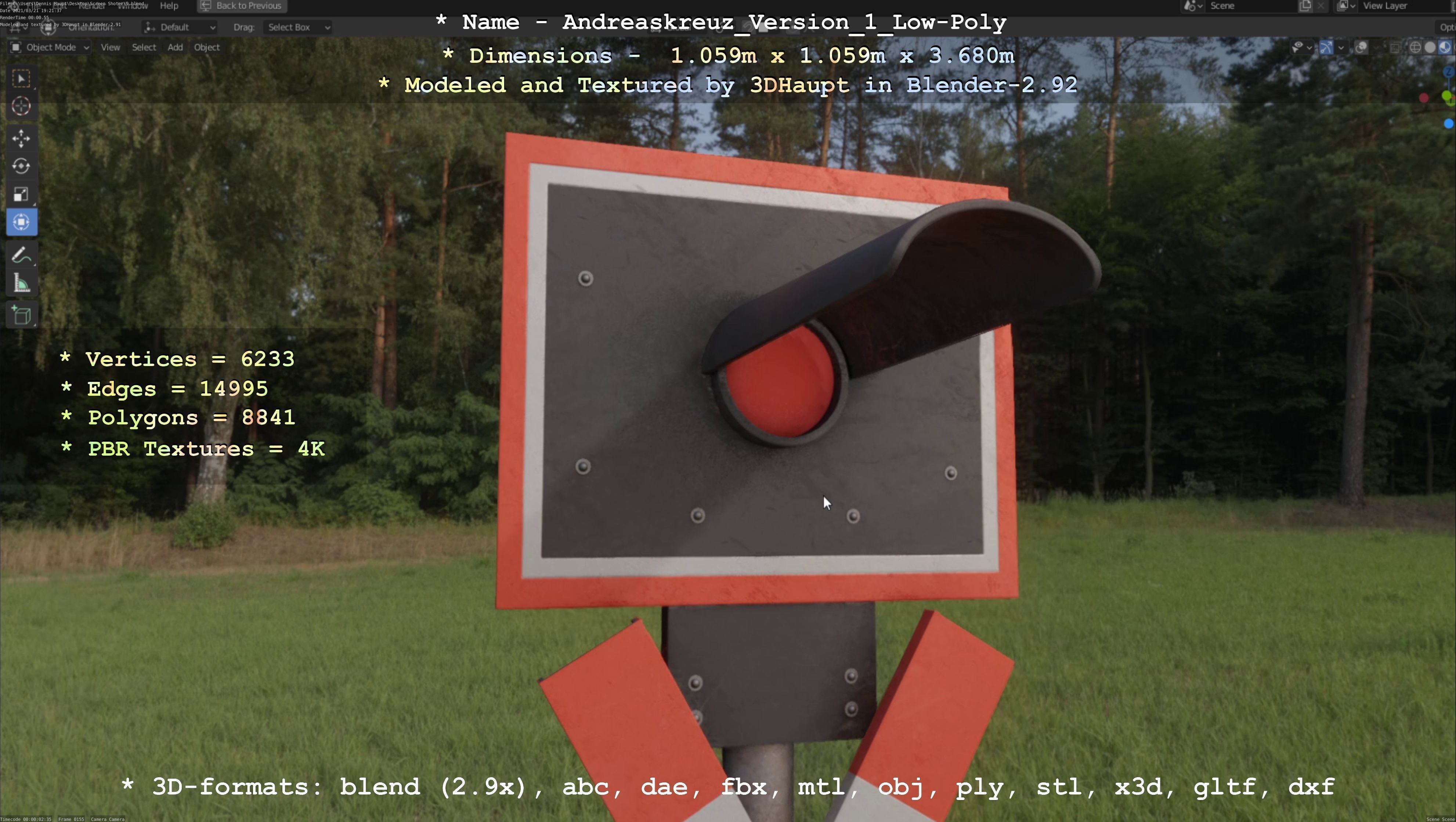 Low and High-Poly Andreaskreuz Version 1 2 and 3 3D Model Collection_66