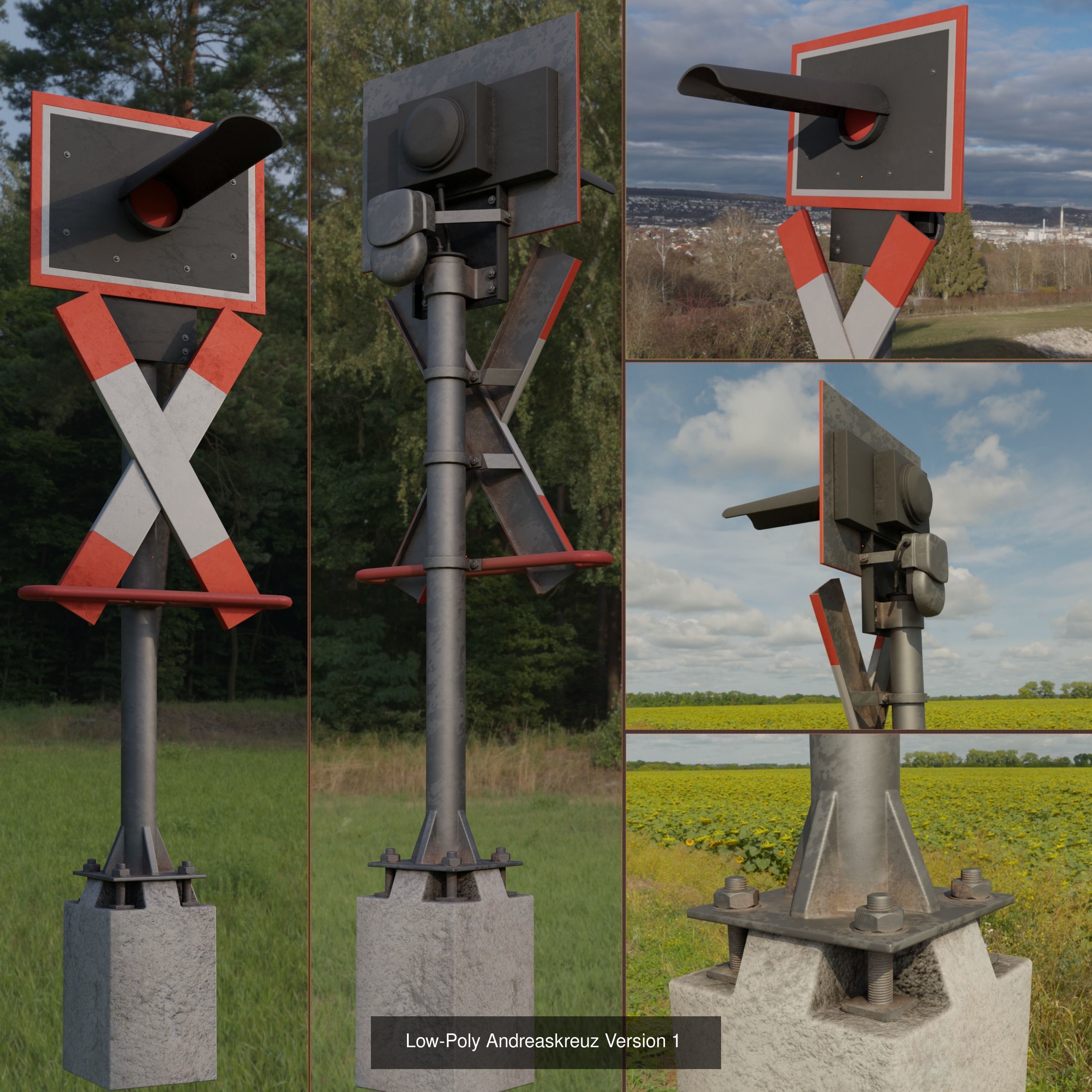 Low and High-Poly Andreaskreuz Version 1 2 and 3 3D Model Collection_10