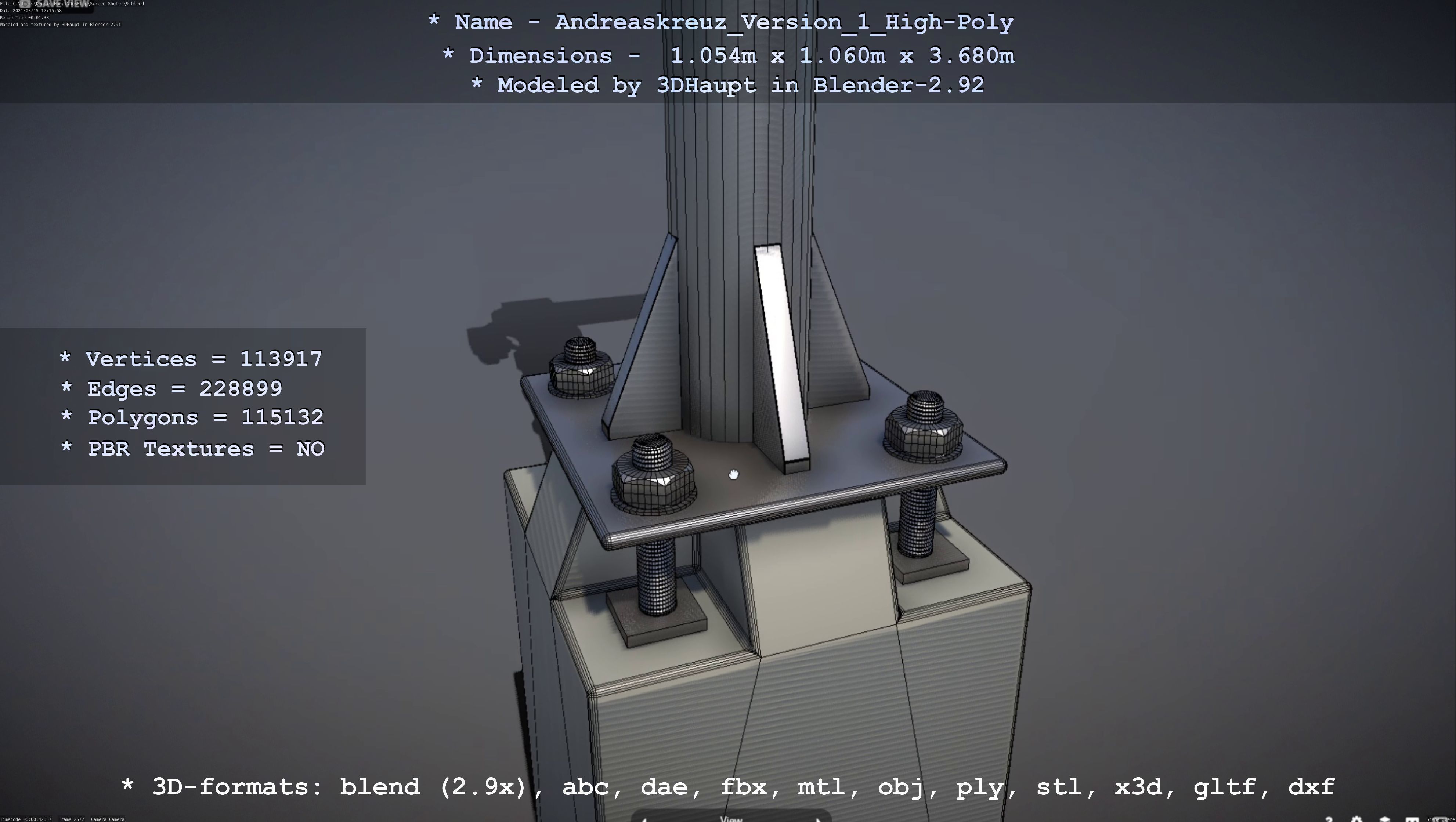 Low and High-Poly Andreaskreuz Version 1 2 and 3 3D Model Collection_51