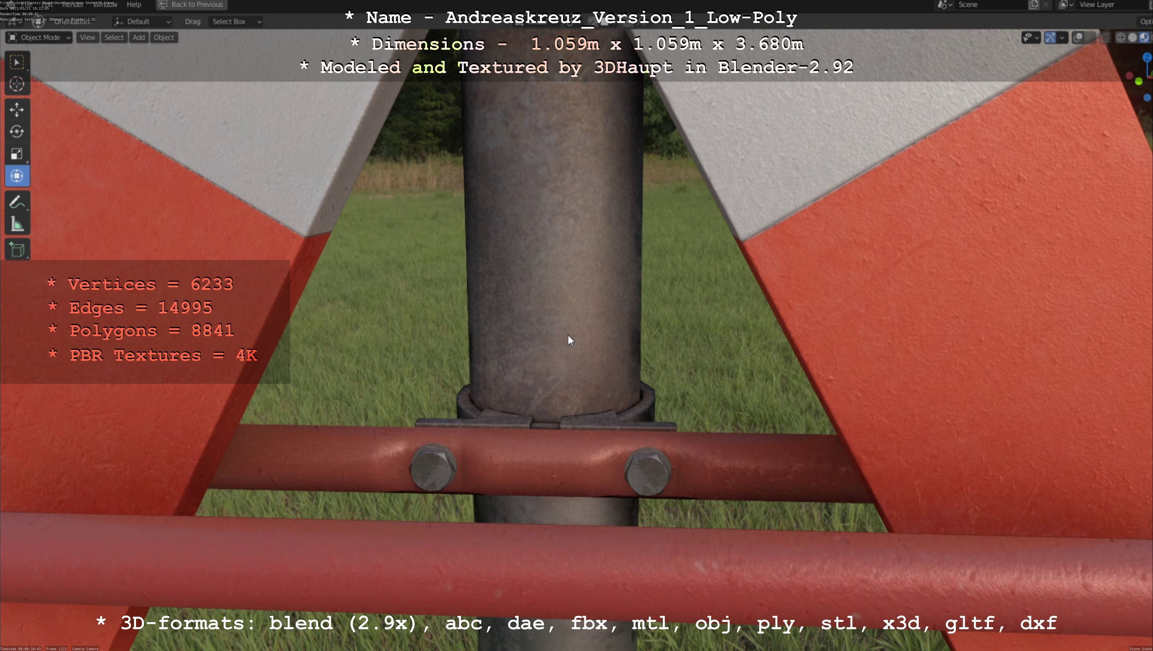 Low and High-Poly Andreaskreuz Version 1 2 and 3 3D Model Collection_59