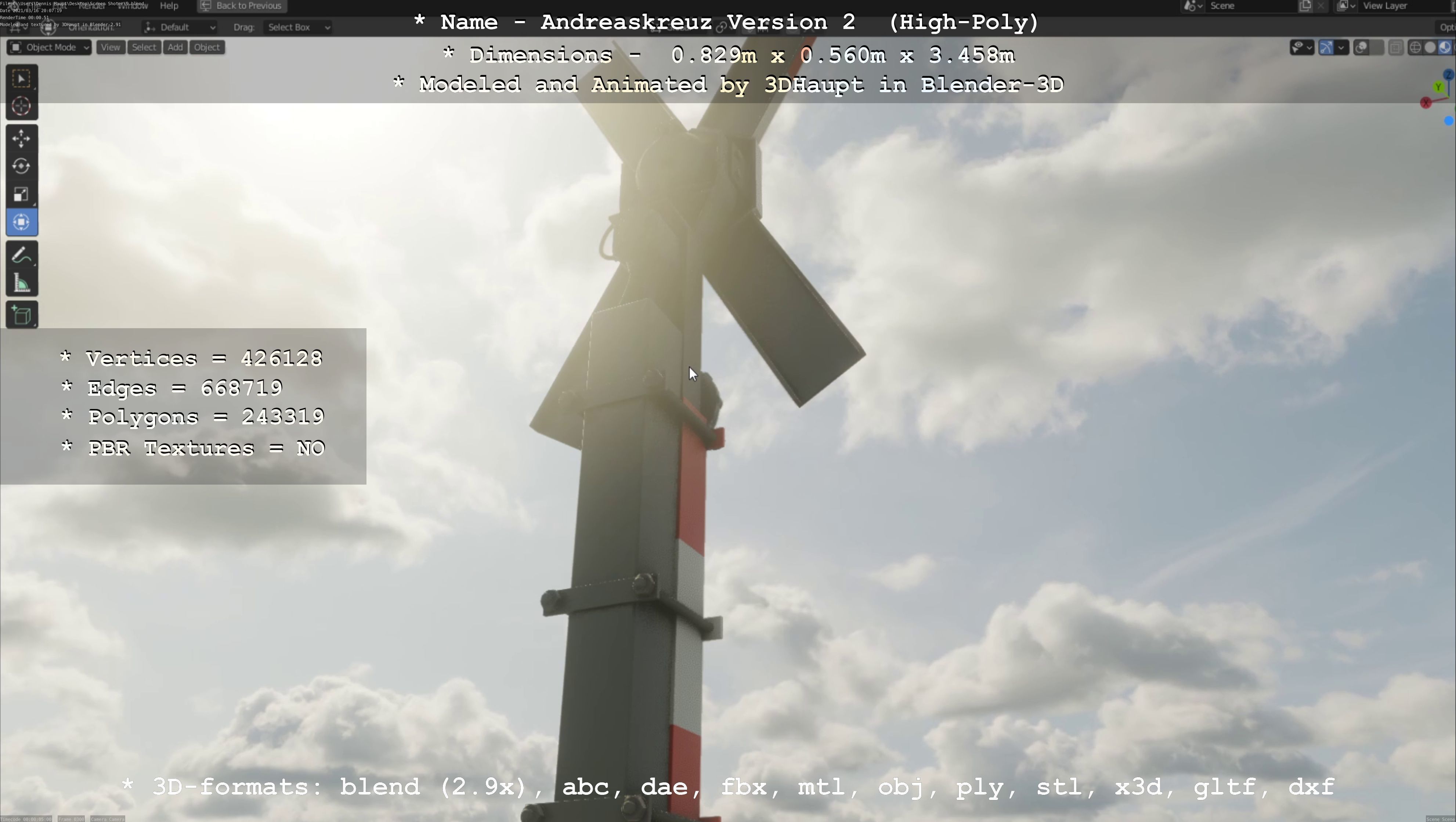 Low and High-Poly Andreaskreuz Version 1 2 and 3 3D Model Collection_26