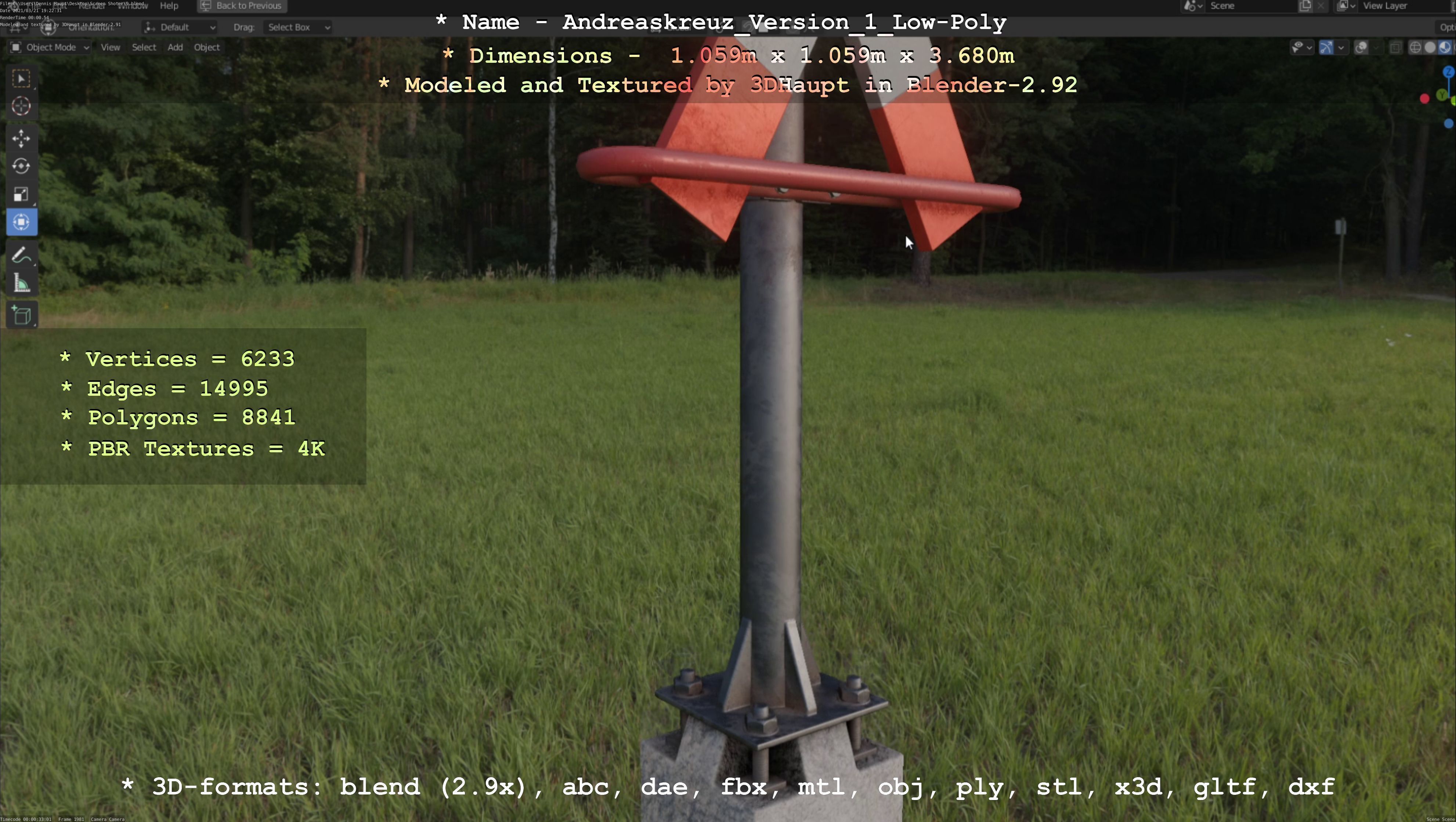 Low and High-Poly Andreaskreuz Version 1 2 and 3 3D Model Collection_68