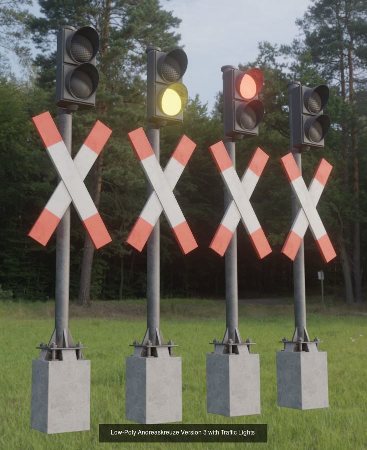 Low and High-Poly Andreaskreuz Version 1 2 and 3 3D Model Collection_11