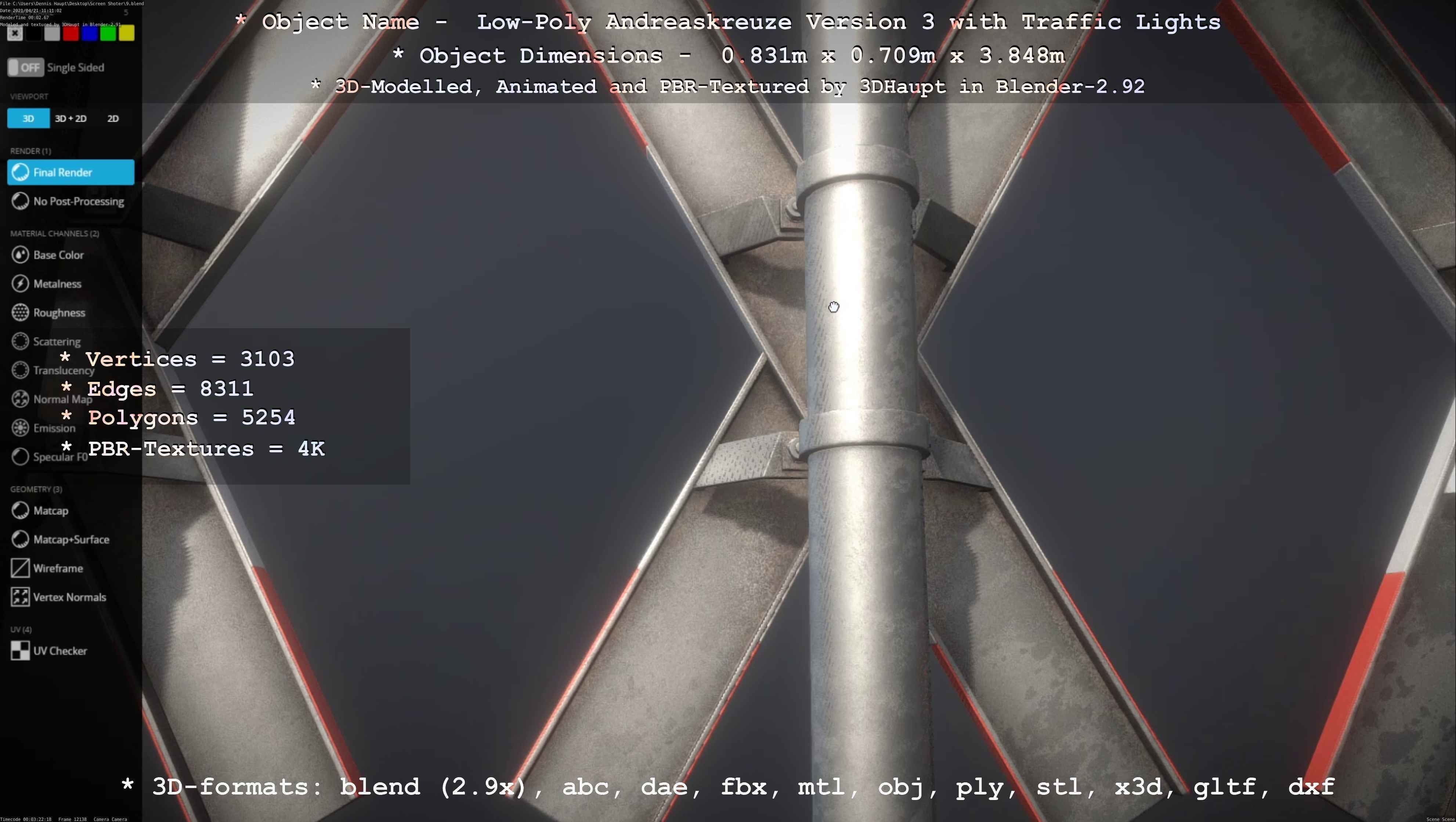 Low and High-Poly Andreaskreuz Version 1 2 and 3 3D Model Collection_79