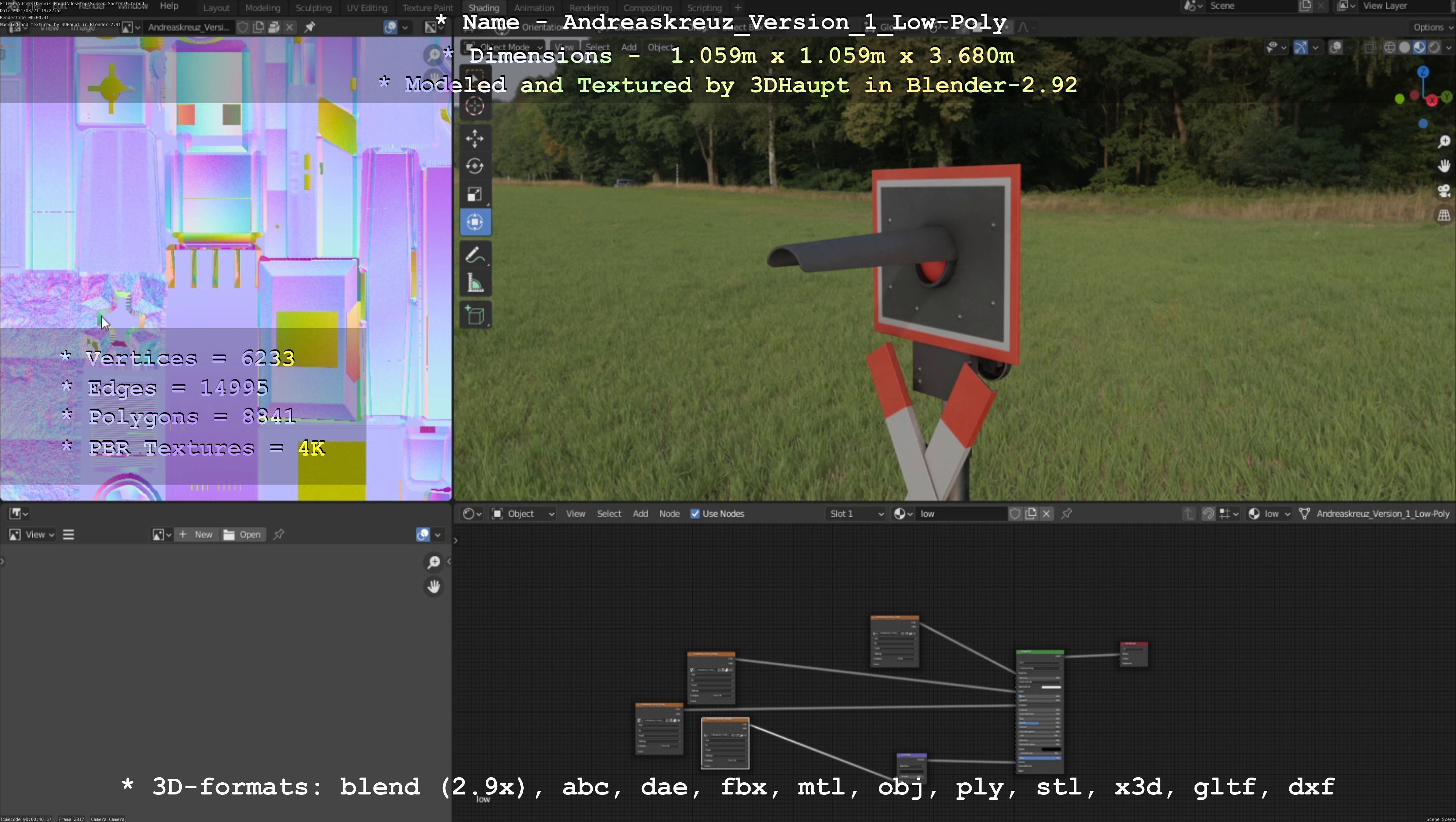 Low and High-Poly Andreaskreuz Version 1 2 and 3 3D Model Collection_74