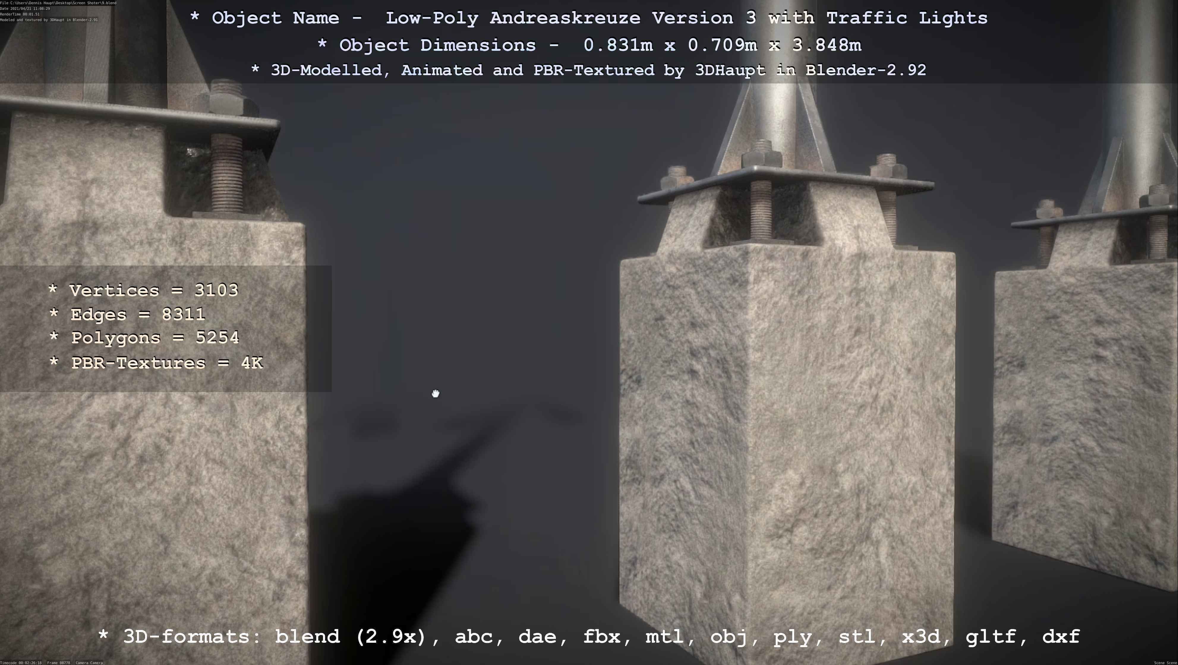 Low and High-Poly Andreaskreuz Version 1 2 and 3 3D Model Collection_84