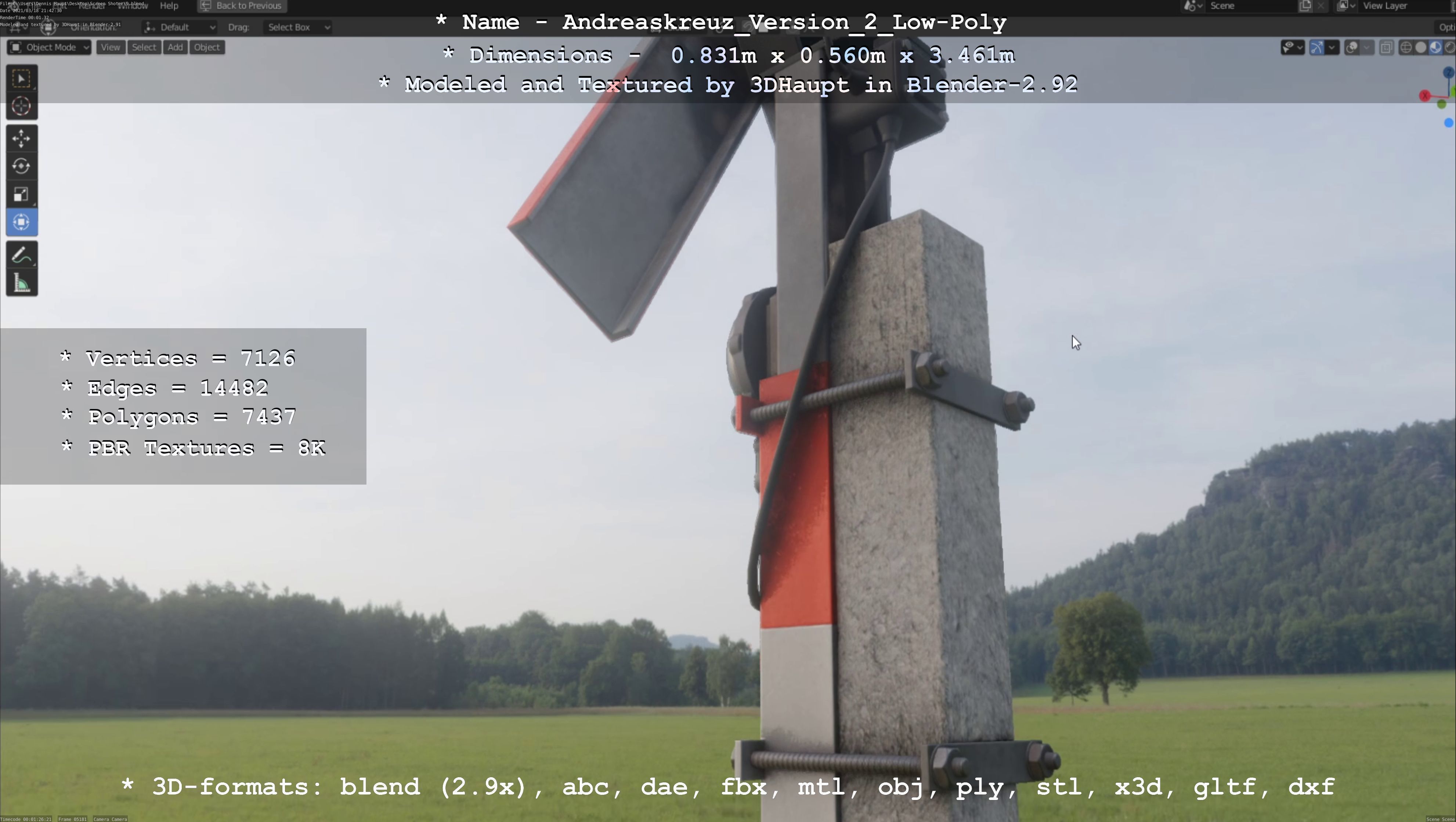 Low and High-Poly Andreaskreuz Version 1 2 and 3 3D Model Collection_13