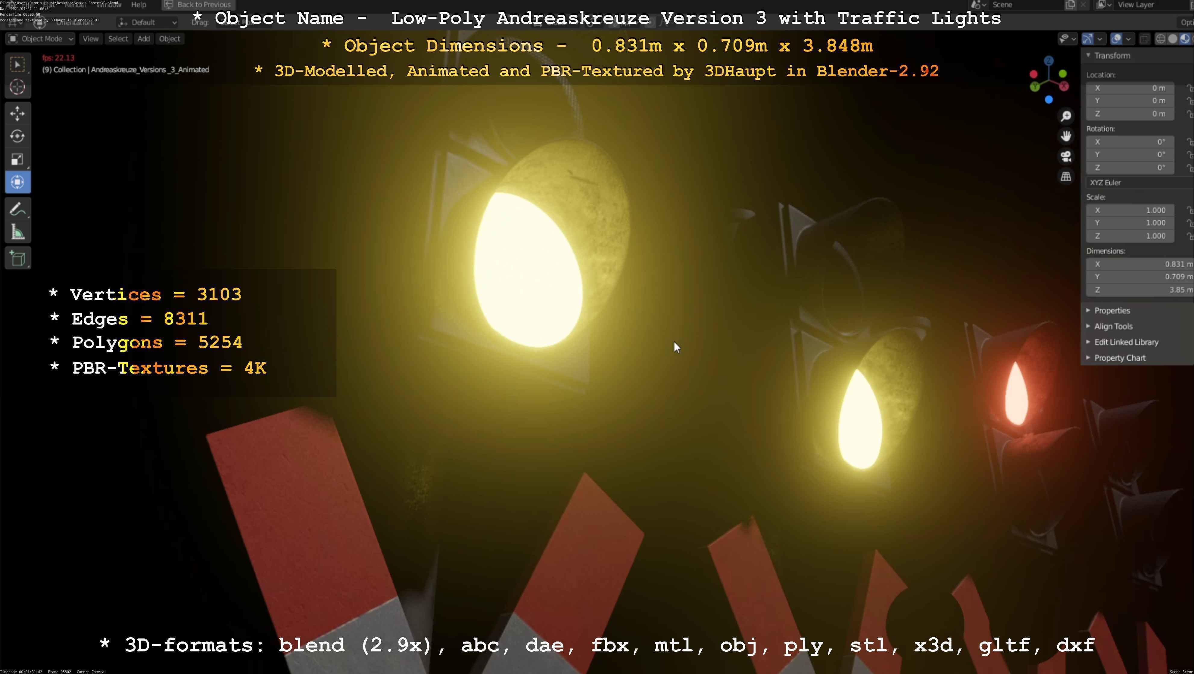 Low and High-Poly Andreaskreuz Version 1 2 and 3 3D Model Collection_92