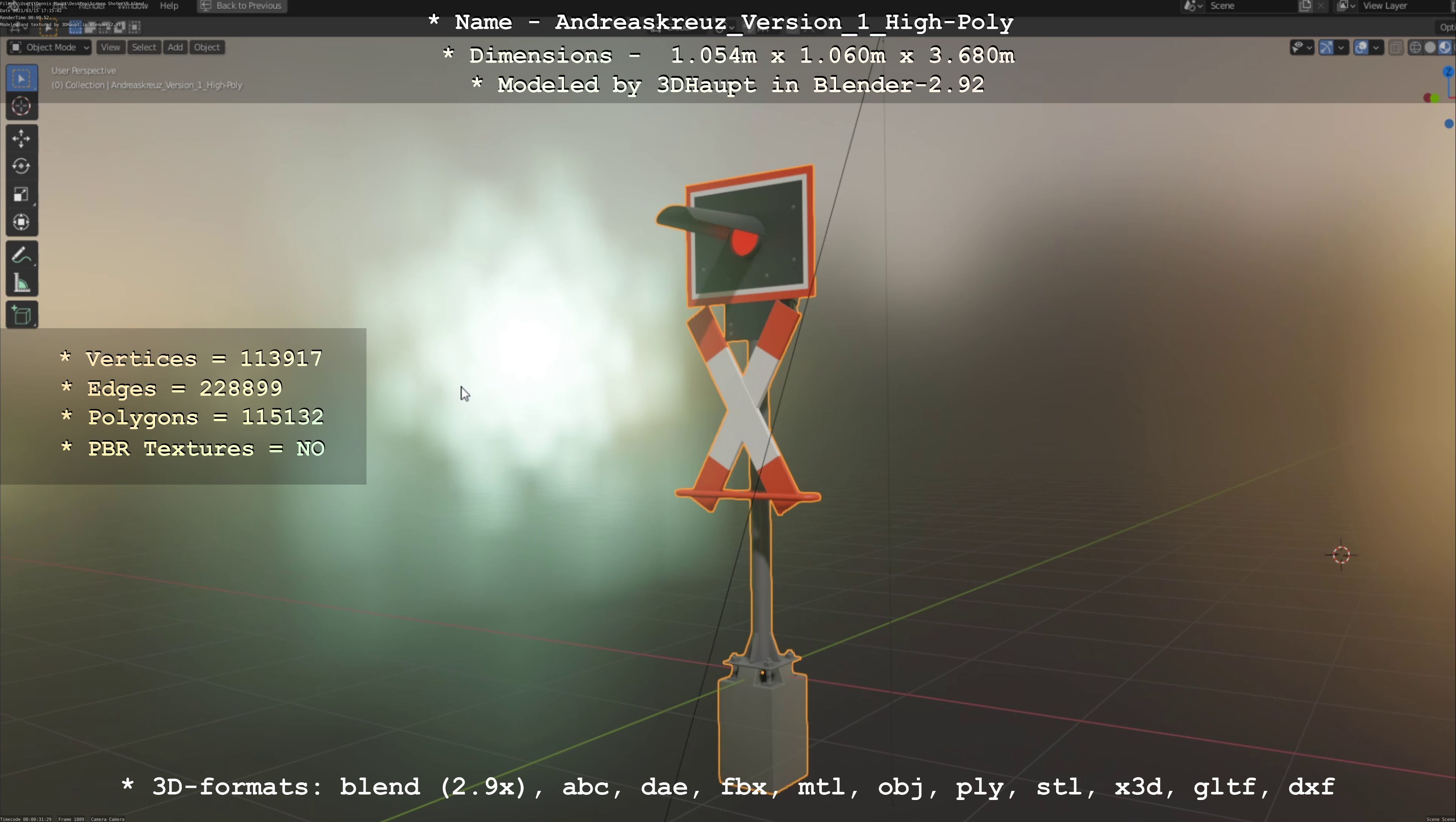 Low and High-Poly Andreaskreuz Version 1 2 and 3 3D Model Collection_49