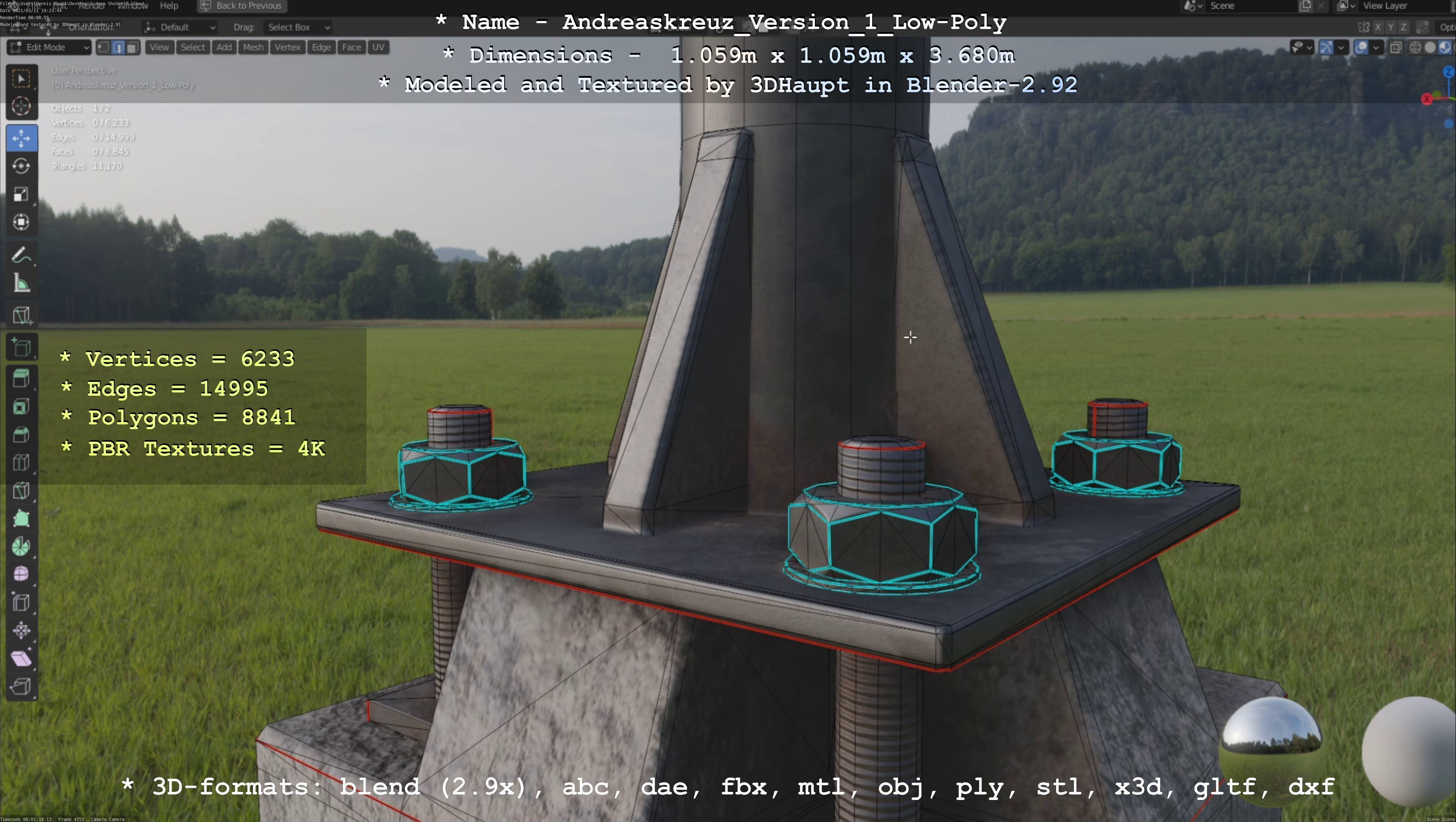 Low and High-Poly Andreaskreuz Version 1 2 and 3 3D Model Collection_65