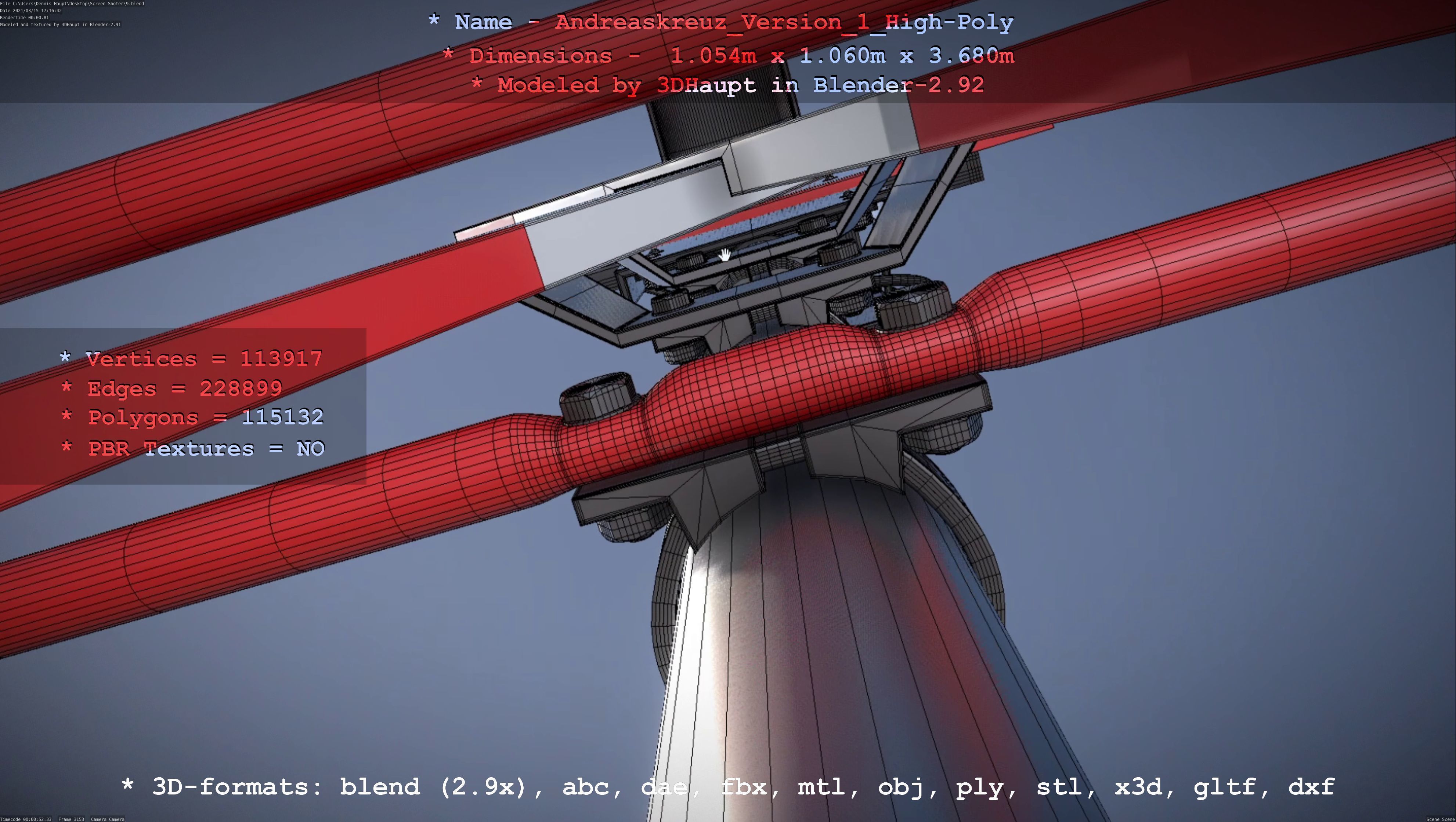 Low and High-Poly Andreaskreuz Version 1 2 and 3 3D Model Collection_47