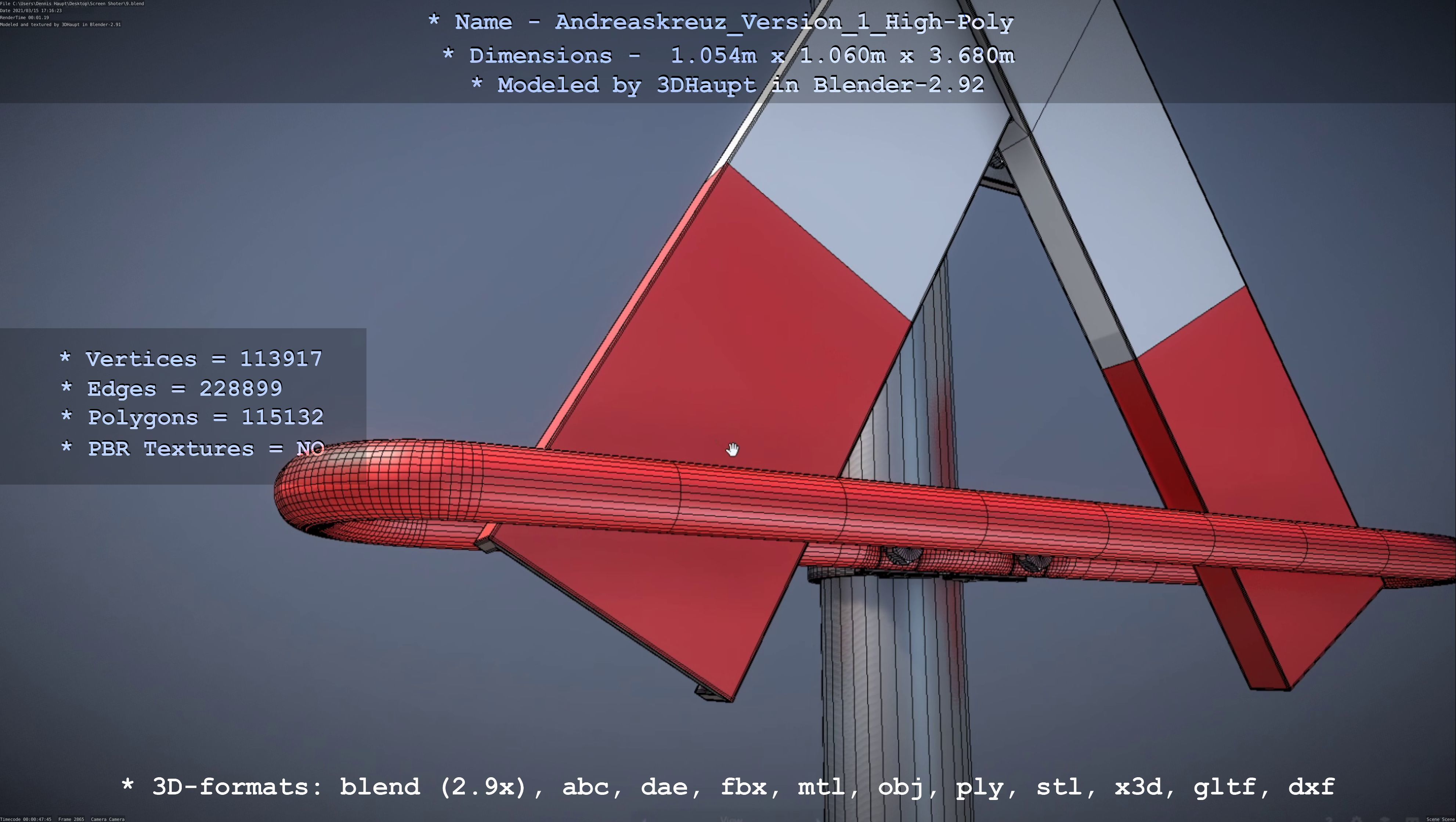Low and High-Poly Andreaskreuz Version 1 2 and 3 3D Model Collection_44