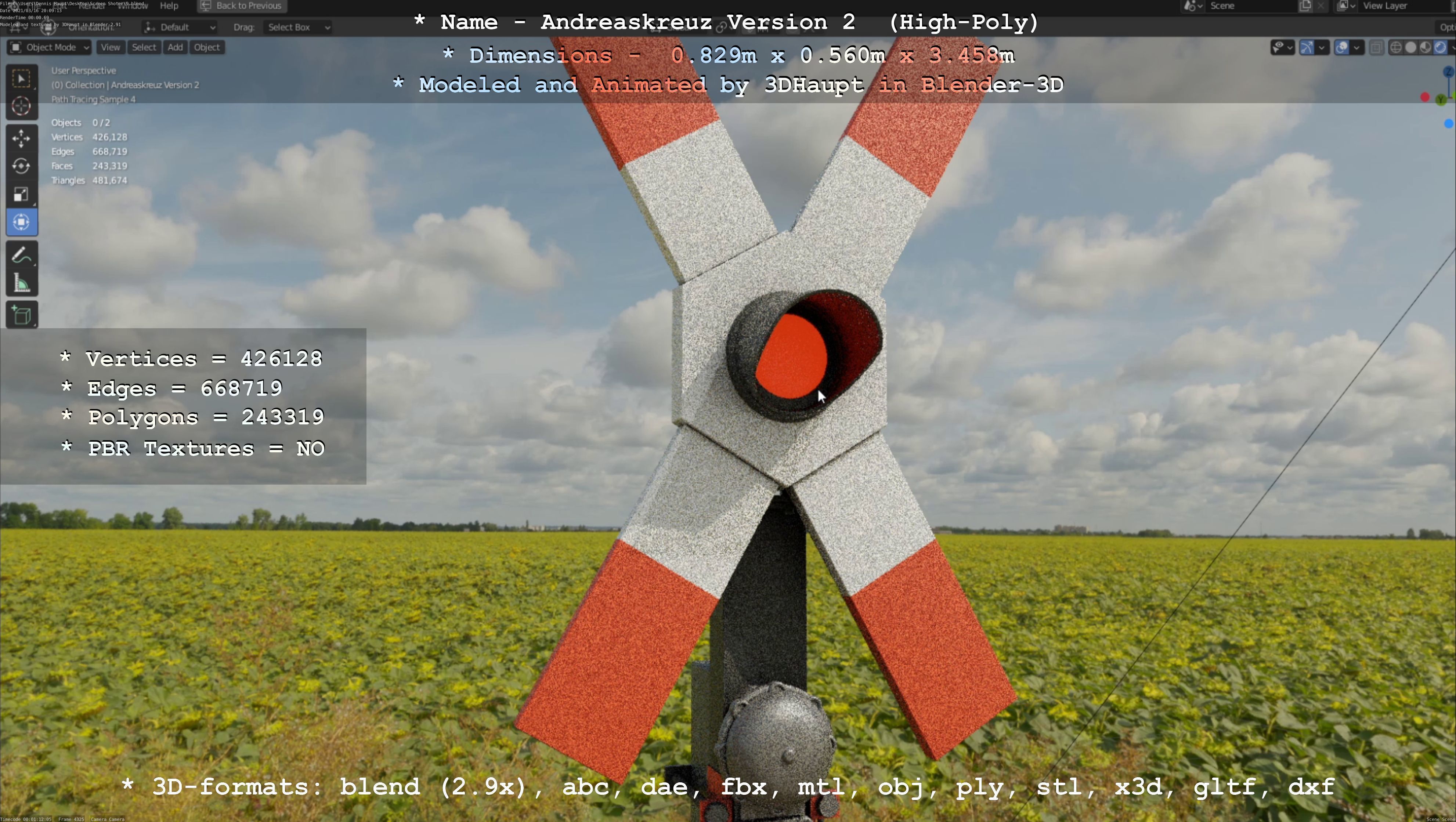 Low and High-Poly Andreaskreuz Version 1 2 and 3 3D Model Collection_50