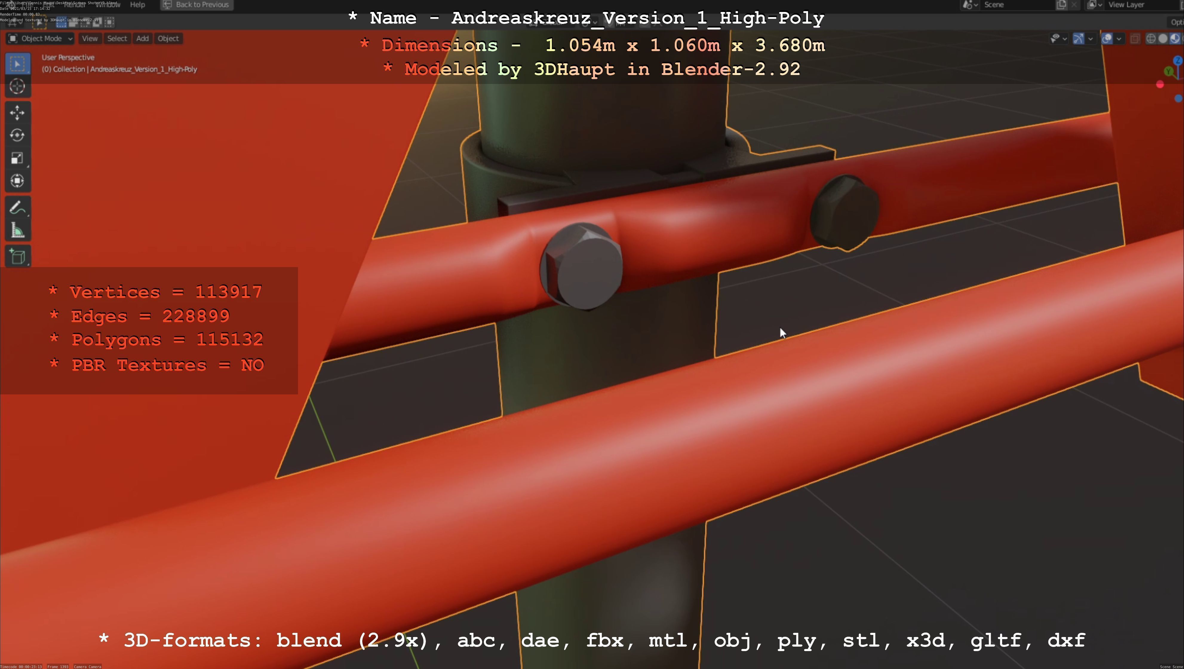 Low and High-Poly Andreaskreuz Version 1 2 and 3 3D Model Collection_56