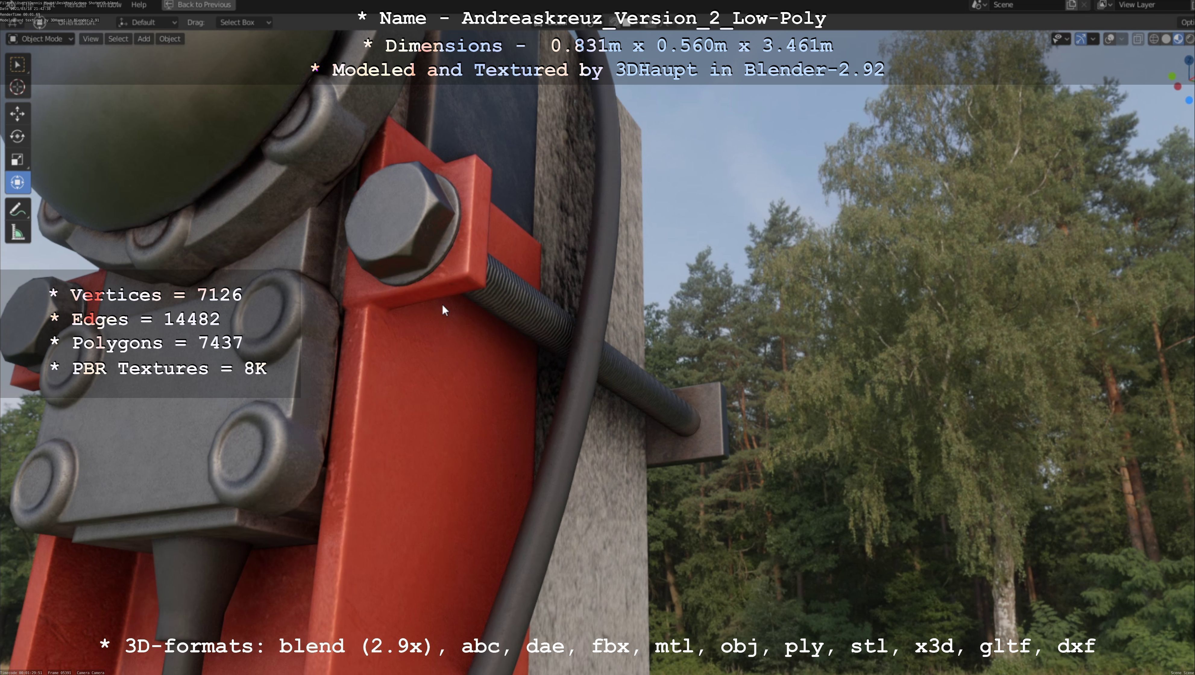 Low and High-Poly Andreaskreuz Version 1 2 and 3 3D Model Collection_25