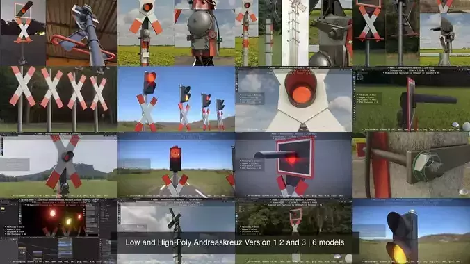 Low and High-Poly Andreaskreuz Version 1 2 and 3 3D Model Collection