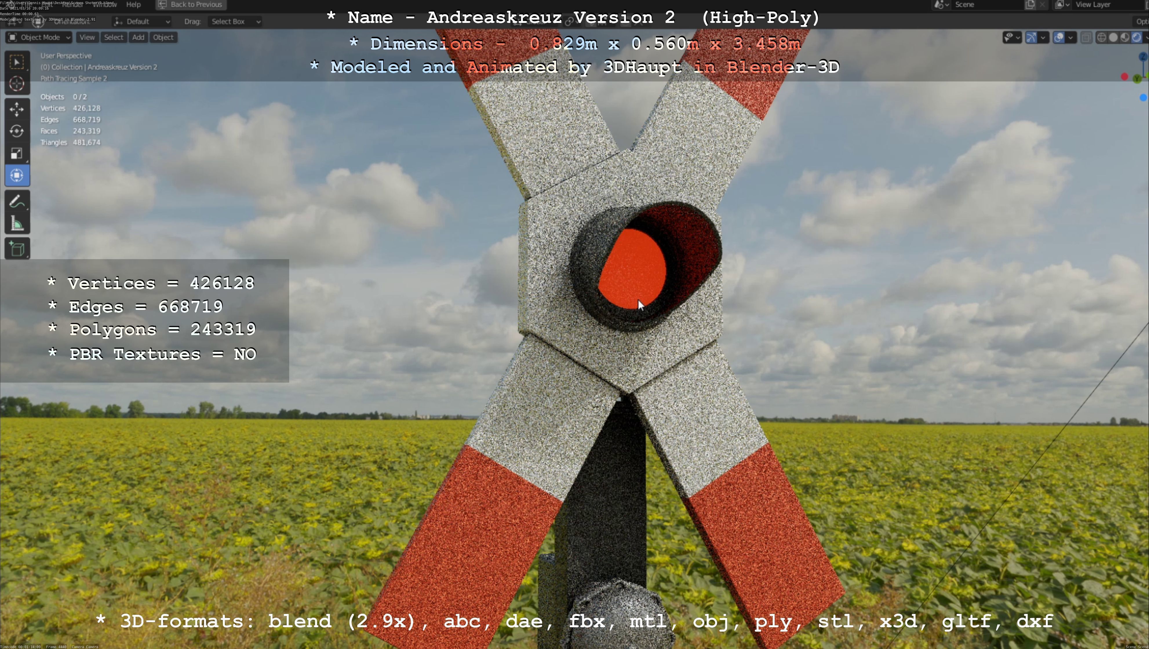 Low and High-Poly Andreaskreuz Version 1 2 and 3 3D Model Collection_33