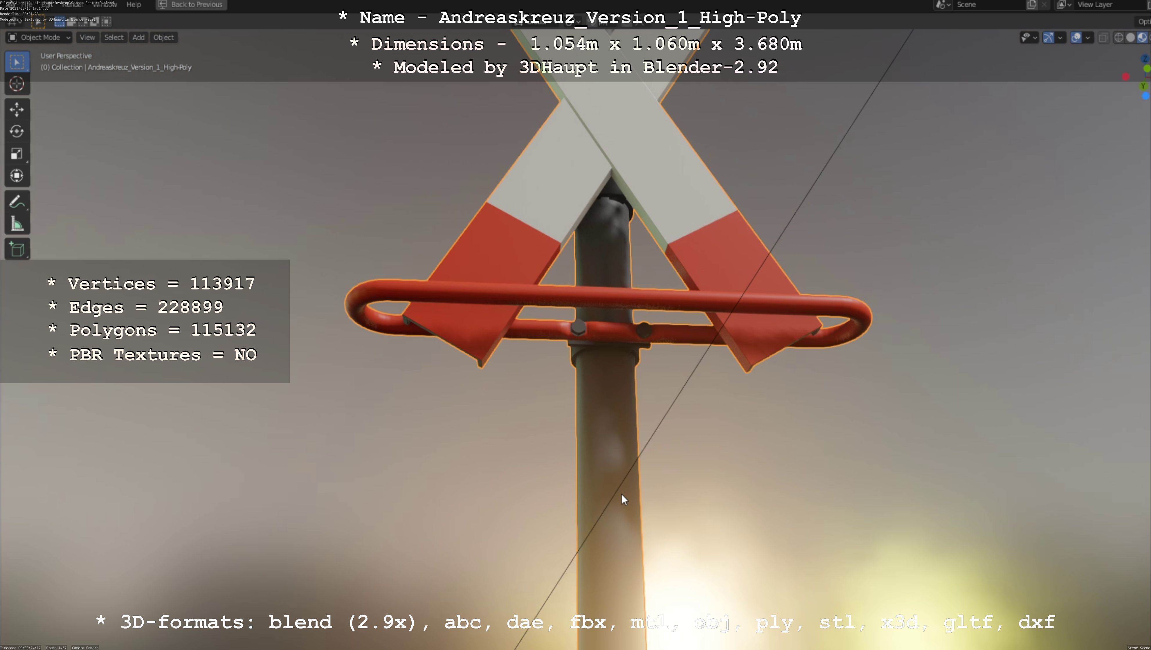 Low and High-Poly Andreaskreuz Version 1 2 and 3 3D Model Collection_43