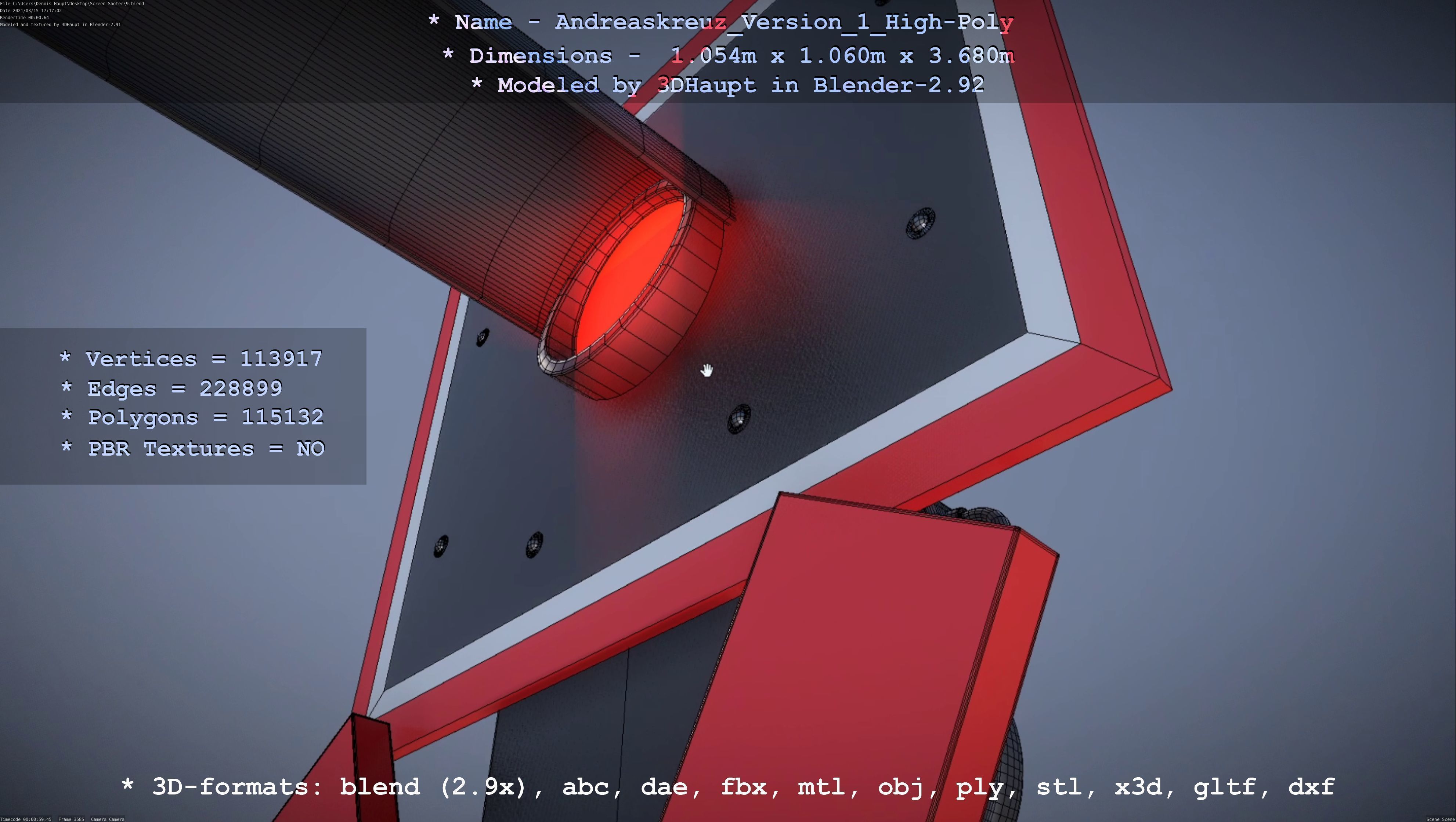 Low and High-Poly Andreaskreuz Version 1 2 and 3 3D Model Collection_48