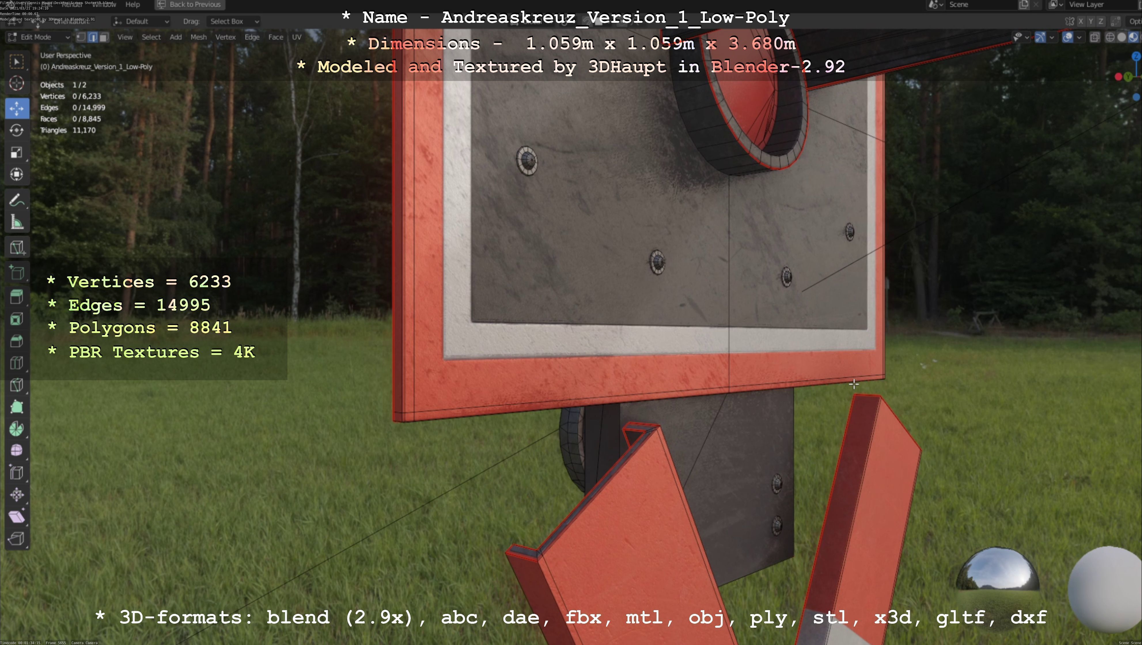 Low and High-Poly Andreaskreuz Version 1 2 and 3 3D Model Collection_73